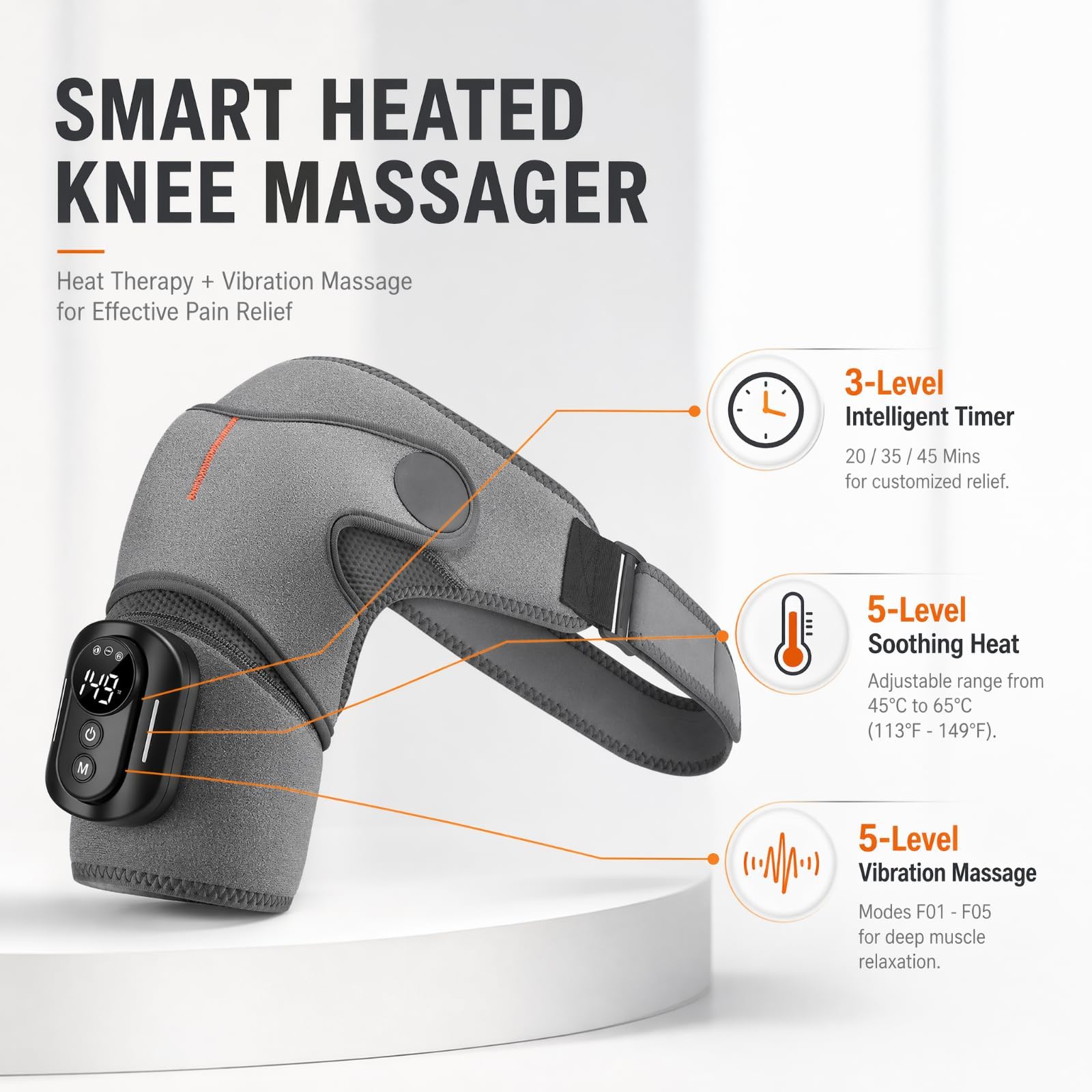 Schulter Massagegerät, 3-in-1 Massagegerät, Schulterbandage mit 5 Heizstufen & Vibration, 5000mAh 3-Gang-Timer für Links Oder Rechts Geeignet, Vatertagsgeschenk für Zuhause Büro Shoulder Massager