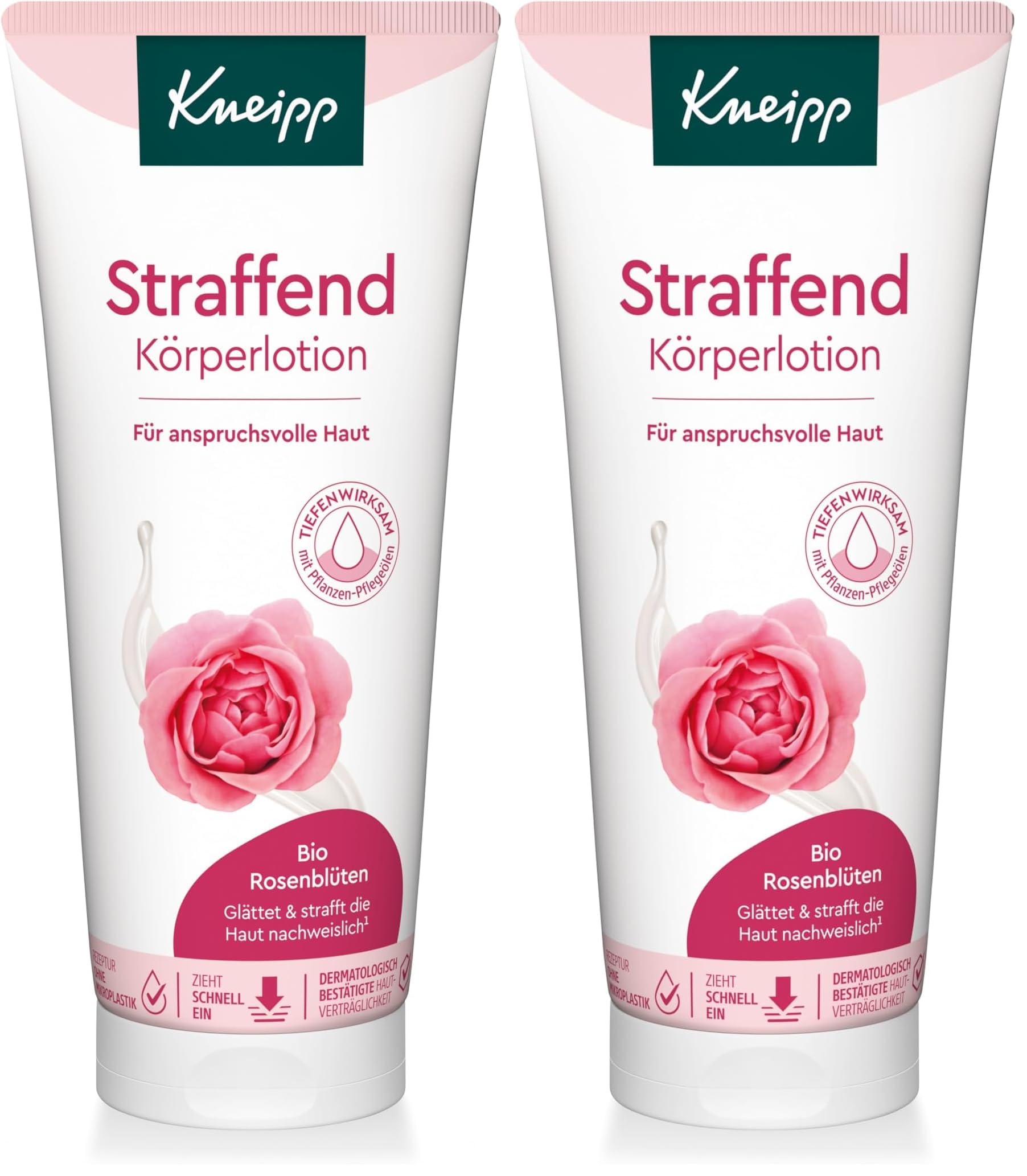 Kneipp Straffend Körperlotion - Bodylotion mit hochwertigem Extrakt aus Bio-Rosenblüten - Tiefenwirksam mit Pflanzen-Pflegeölen - Zieht schnell ein - speziell für die anspruchsvolle Haut - 200ml