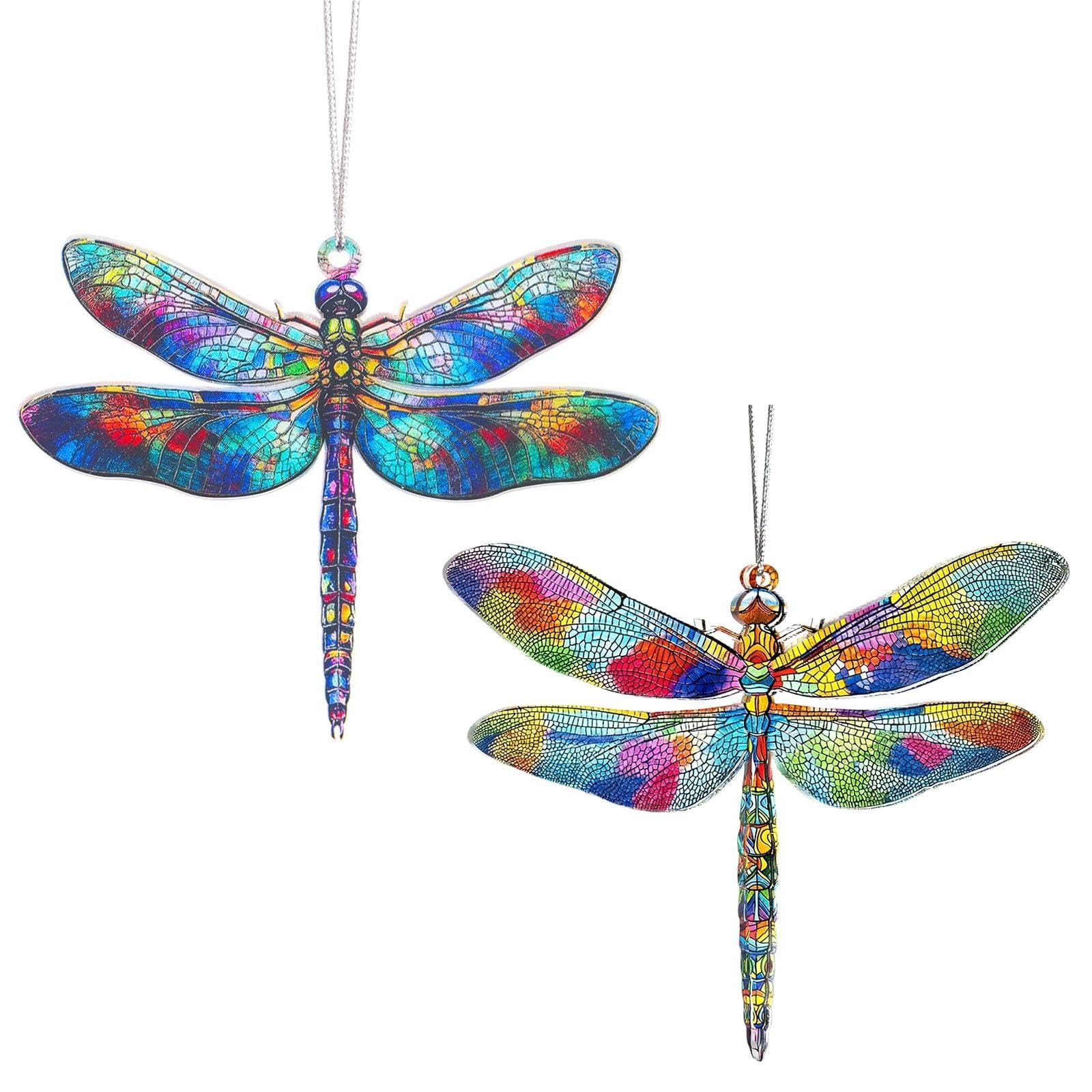 Dragonfly Gifts for Women, Decor Car Ornaments, Garden Decoration, Acrylic Dragonfly Ornament with Suncatcher Effect for Christmas Tree, Window, Home Decor