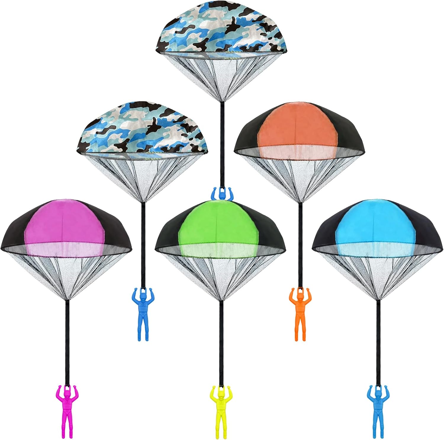 Leehoom 6PCS Parachute Toys Set Tangle Free Throwing