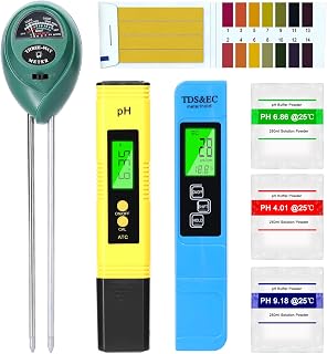 MEIZHAUNG Testador de PH profissional Caneta de teste TDS/EC Testadores de umidade do solo/PH/intensidade da luz solar Detector de solo de plantio de jardim Multifuncional Solo e água Conjunto de ferr