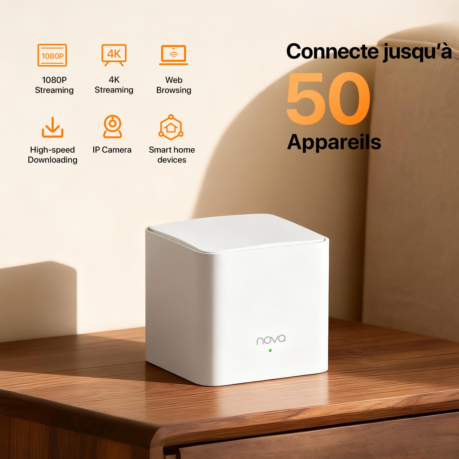 Tenda WiFi Mesh Nova MW5G AC 1200 - Système WiFi Mesh Couverture de 3 à 5 pièces- Remplacement Routeur Répéteur WiFi pour Toute la Maison - Compatible avec Toute Les Box Fibre - 3 Pack