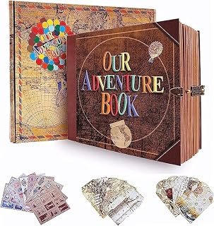 Adventure Scrapbook Hardcover - Premium Embossed Cover photo book, Lay Flat Design - Cherish Memories, Travel, Anniversary, Wedding, Baby For Him or Her, Memory Book, Photo Album (Scrapbook-Letter)