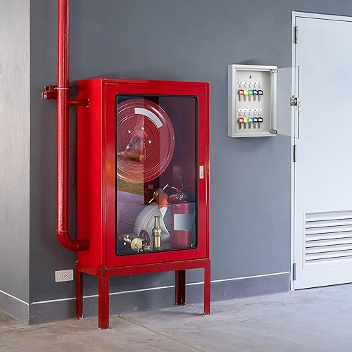 Miniatura 2 de Barska Caja con cerradura de llave con puerta de cristal, organizador de gabinete de llaves de acero para montaje en pared con ganchos etiquetados y