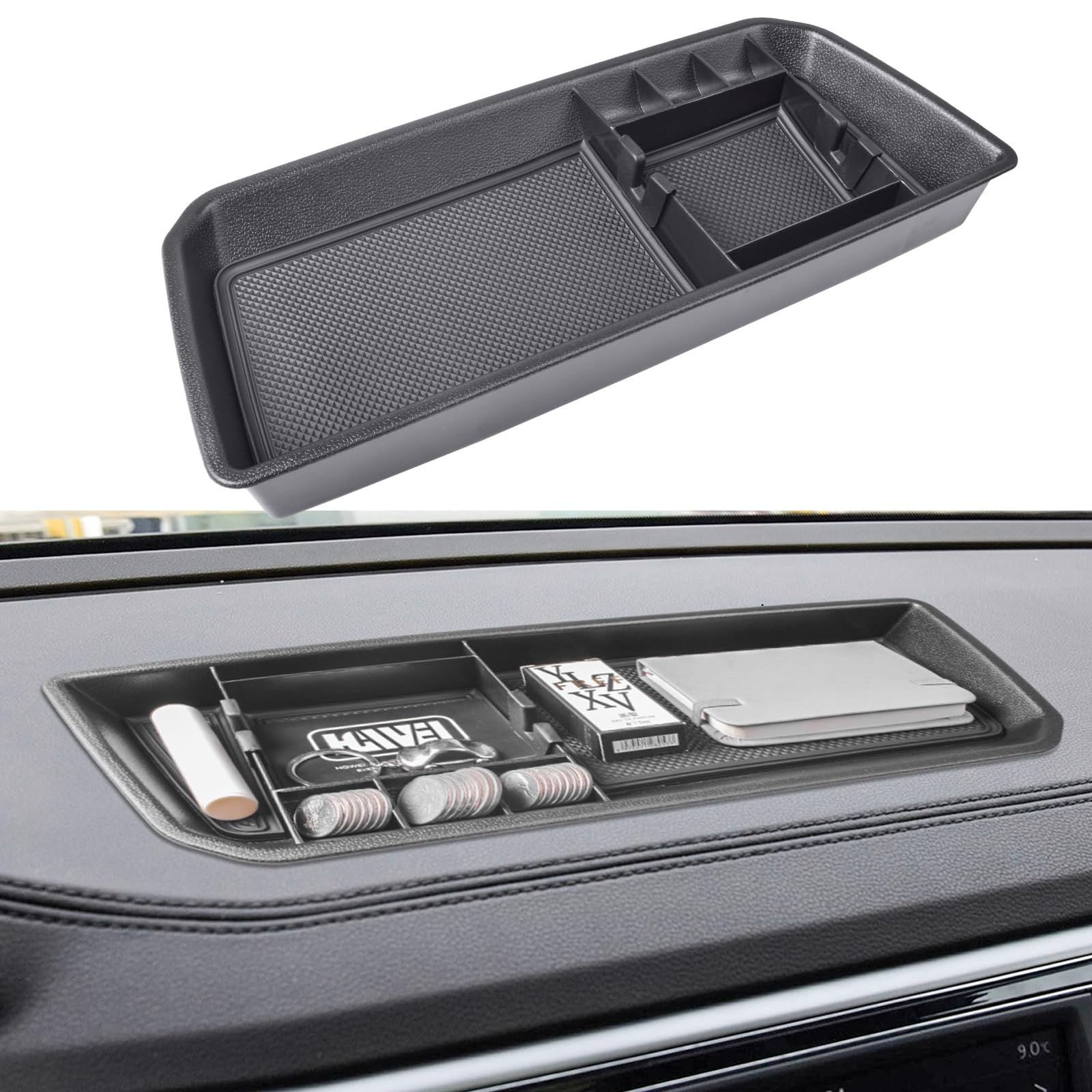 HGWEI Dashboard Organizer Compatible with VW Atlas and Cross Sport 2018 2019 2020 2021 2022 2023 Accessories, Console Dash Tray Dash Mount Holder (Not