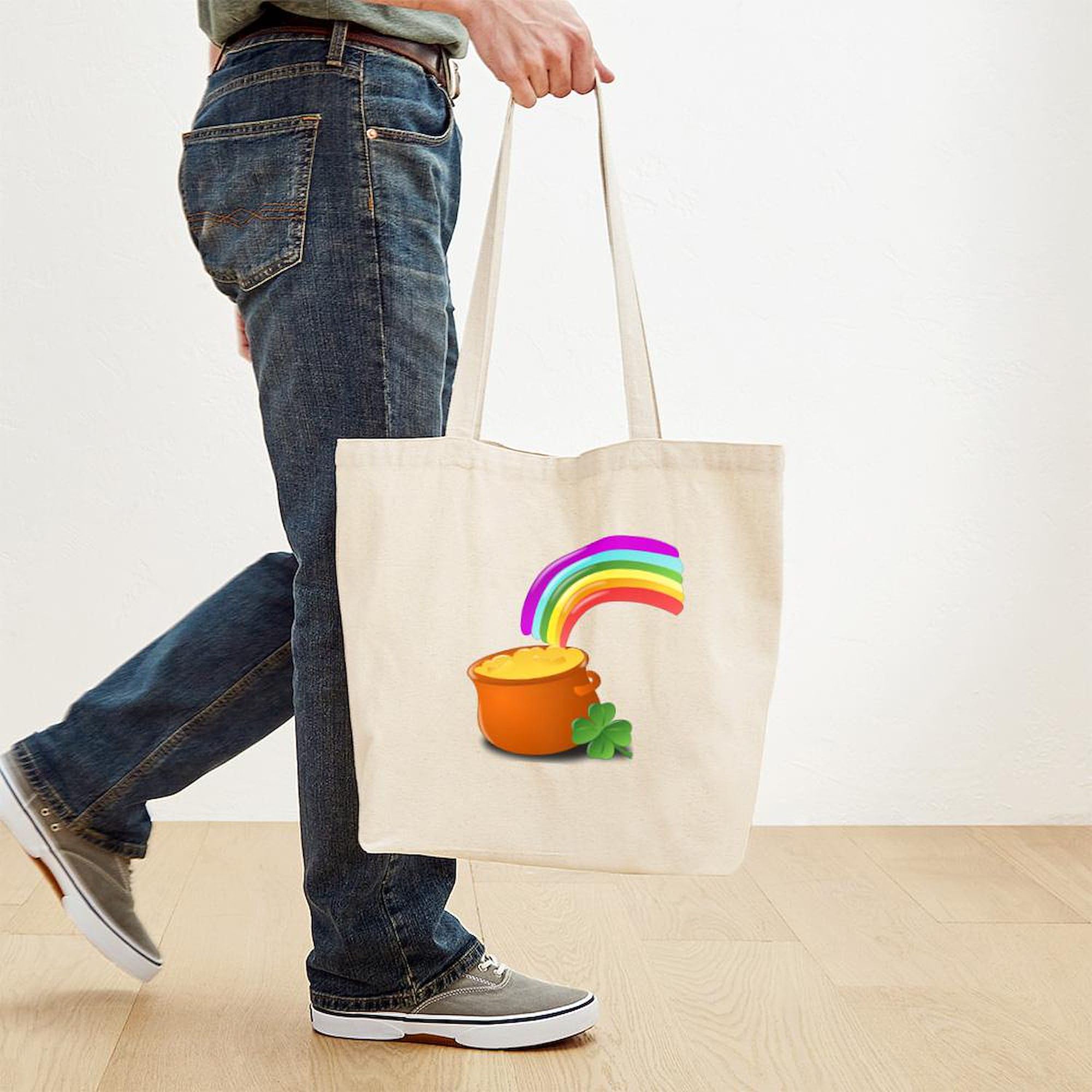 Natural Canvas Tote Bag - Reusable Shopping Bag, Eco-Friendly Grocery Tote With Fun Prints (Small & Medium Sizes) - View #4