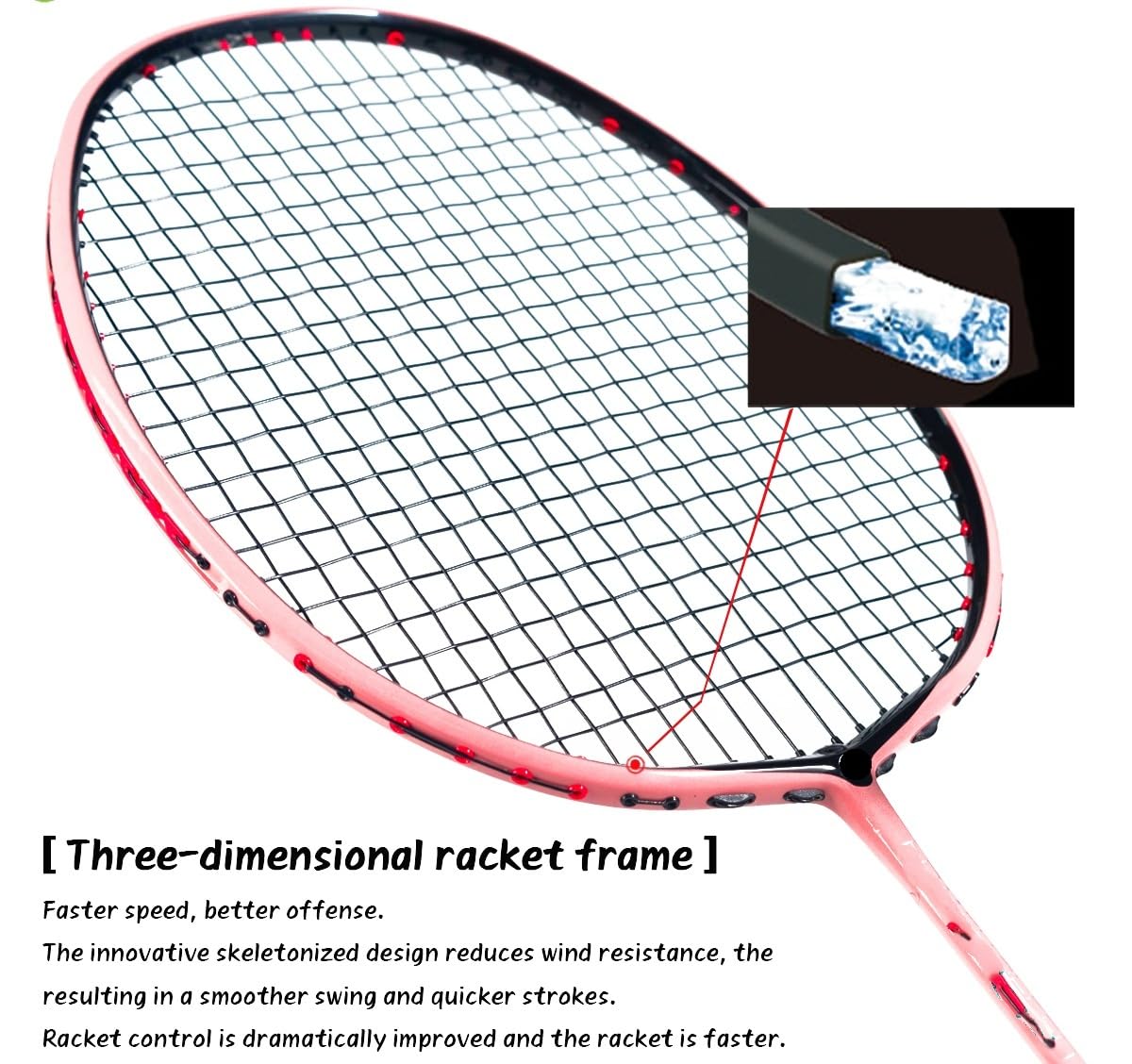 Badminton Set Raqueta de bádminton Ofensiva 4U Original de Fibra de Carbono Raquetas Badminton(1Pcs Pink Racket)