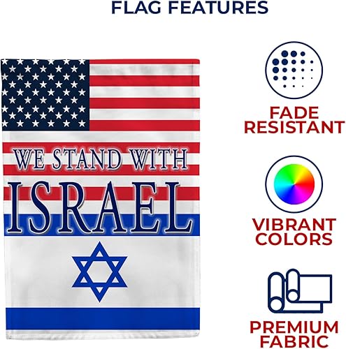 Miniatura 5 de Bandera de jardín con texto en inglés We Stand with Israel Bandera de Estados Unidos de 12.5 x 18 pulgadas, bandera de doble cara para Israel,