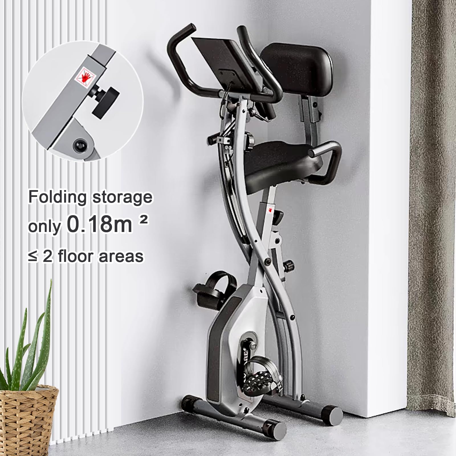 Cyclette Pieghevole,Resistenza Magnetica Regolabile 8 Livelli,Cyclette Professionale Magnetica con Schermo LCD, Supporto Tablet, Bluetooth App(Silvery)