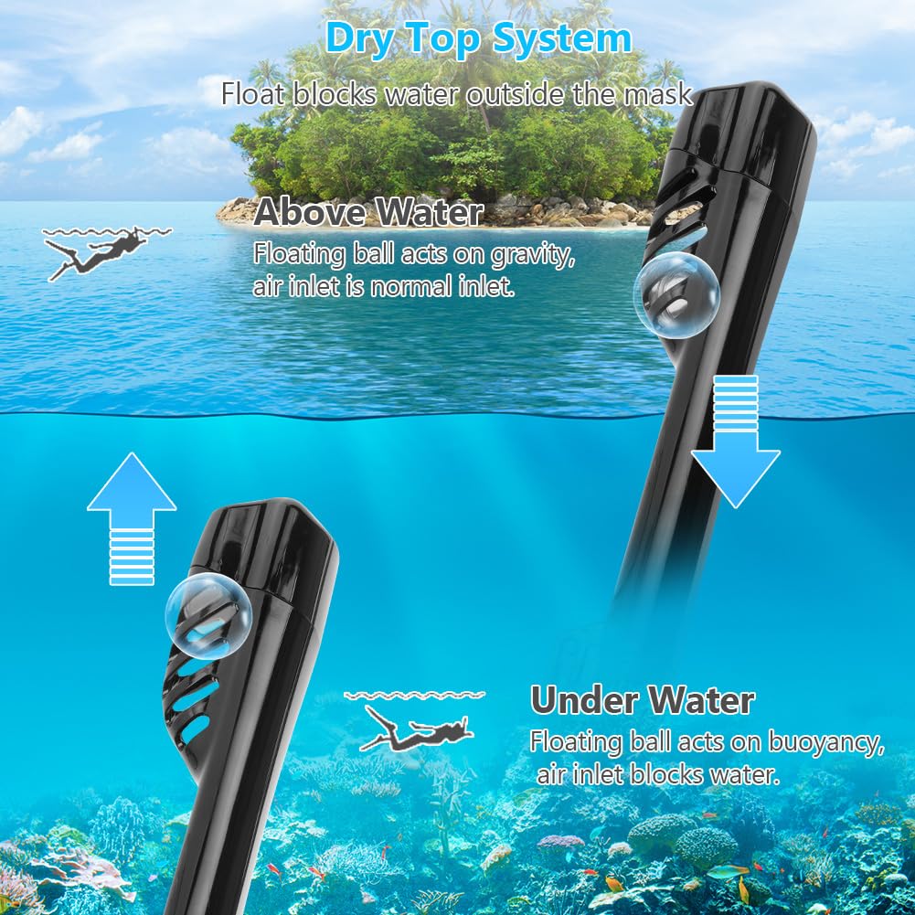 Masque de Plongée Intégral Adulte Vue Panoramique 180° Anti-buée Anti-Fuite Tuba Pliable Support Caméra