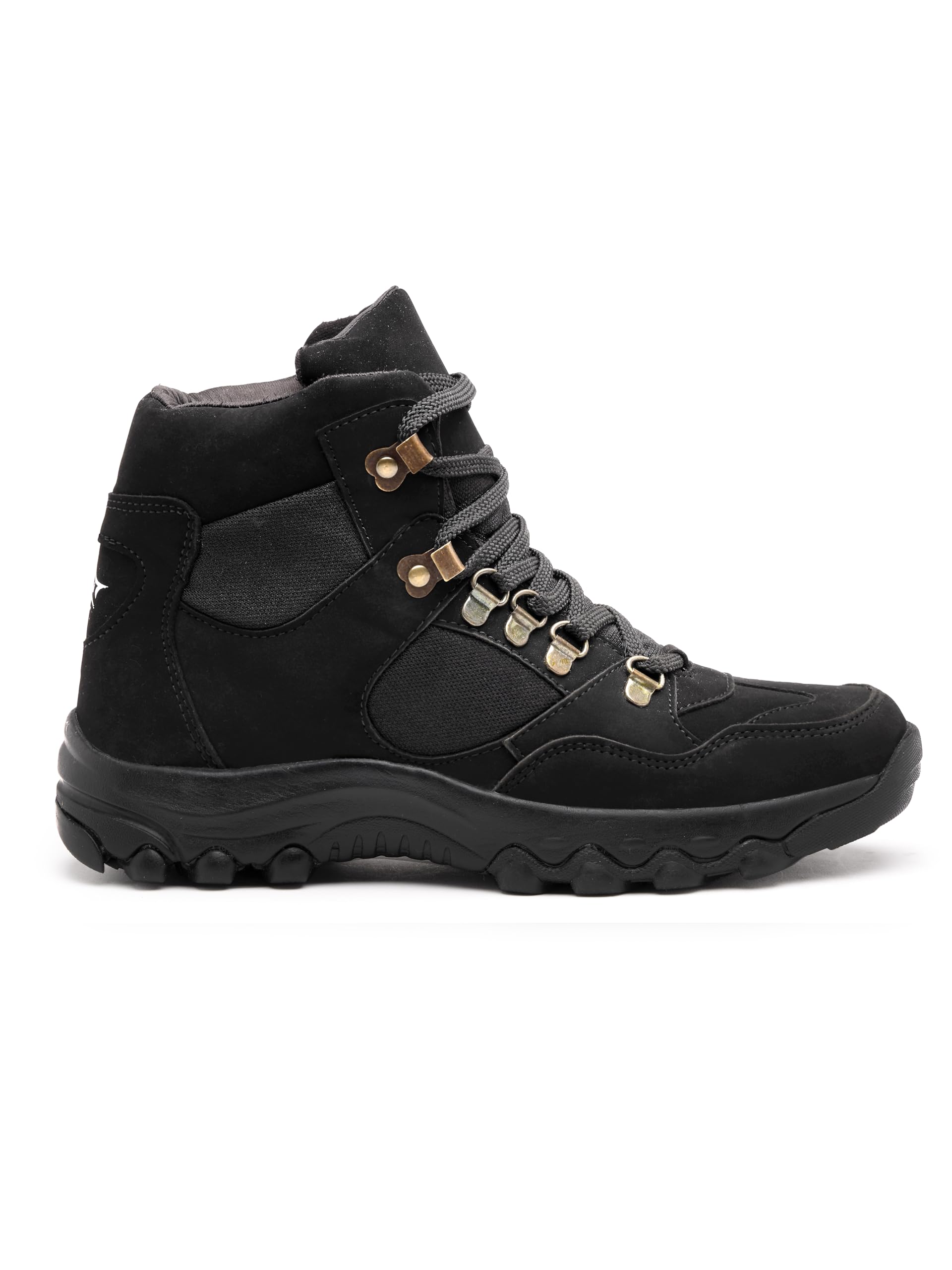 Unistar Jungle High Ankle Riding Boots for Men's Mountaineering, Hiking & Trekking | Mild Waterproof Protection with Comfortable Padded Collar Shoe (Black - Size 6) 2