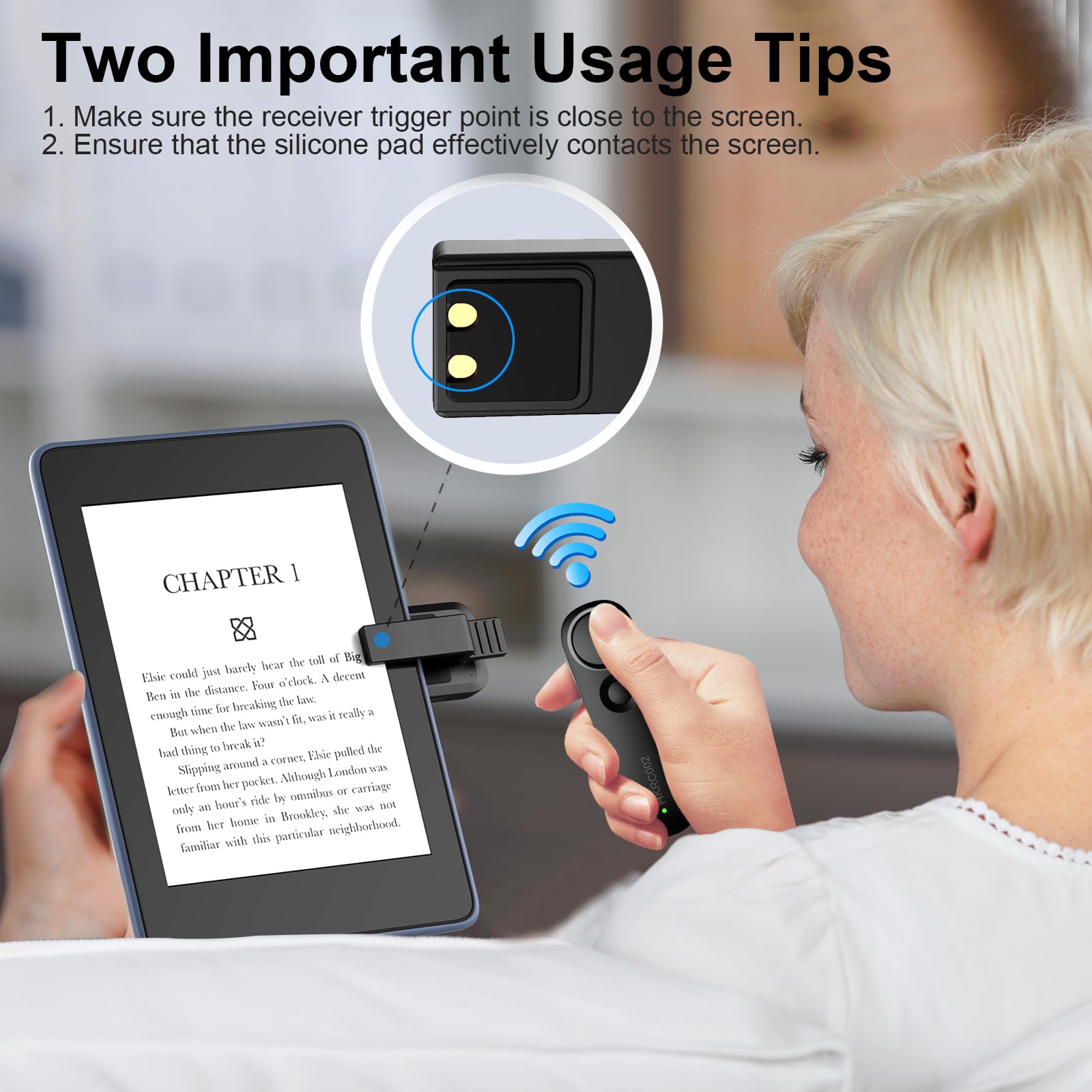 Télécommande Tourne Page Commande pour la Lecture Kindle Paperwhite Oasis Scribe eReaders, Accessoires pour la Kindles, Tourneur de Pages E-Reader de iPad iPhone Tablettes, Noir