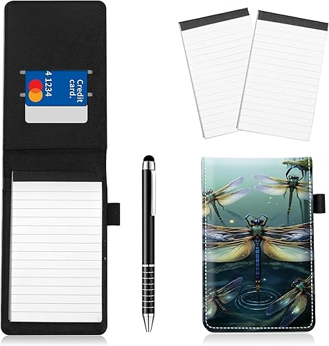 Miniatura 48 de Juego de 4 soportes para bloc de notas de tamaño de bolsillo, de piel sintética, mini bloc de notas con 2 bloc de notas pequeños y lápiz capacitivo