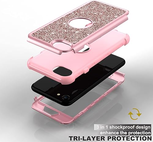 Miniatura 3 de Asuwish Phone Case for iPhone 7plus 8plus 78 Plus Cell Cover Hybrid Rugged Bling Glitter Full Body Hard Heavy Duty Slim Accessories i Phone7s 7s +