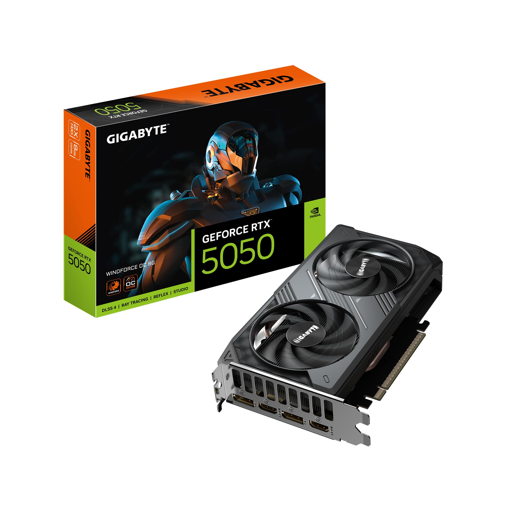 Gigabyte Gigabyte GeForce RTX 5050 WINDFORCE OC 8G Graphics Card - 8GB GDDR6, 128bit, PCI-E 5.0, 2587MHz Core Clock, 2 x DP, 2 x HDMI, NV