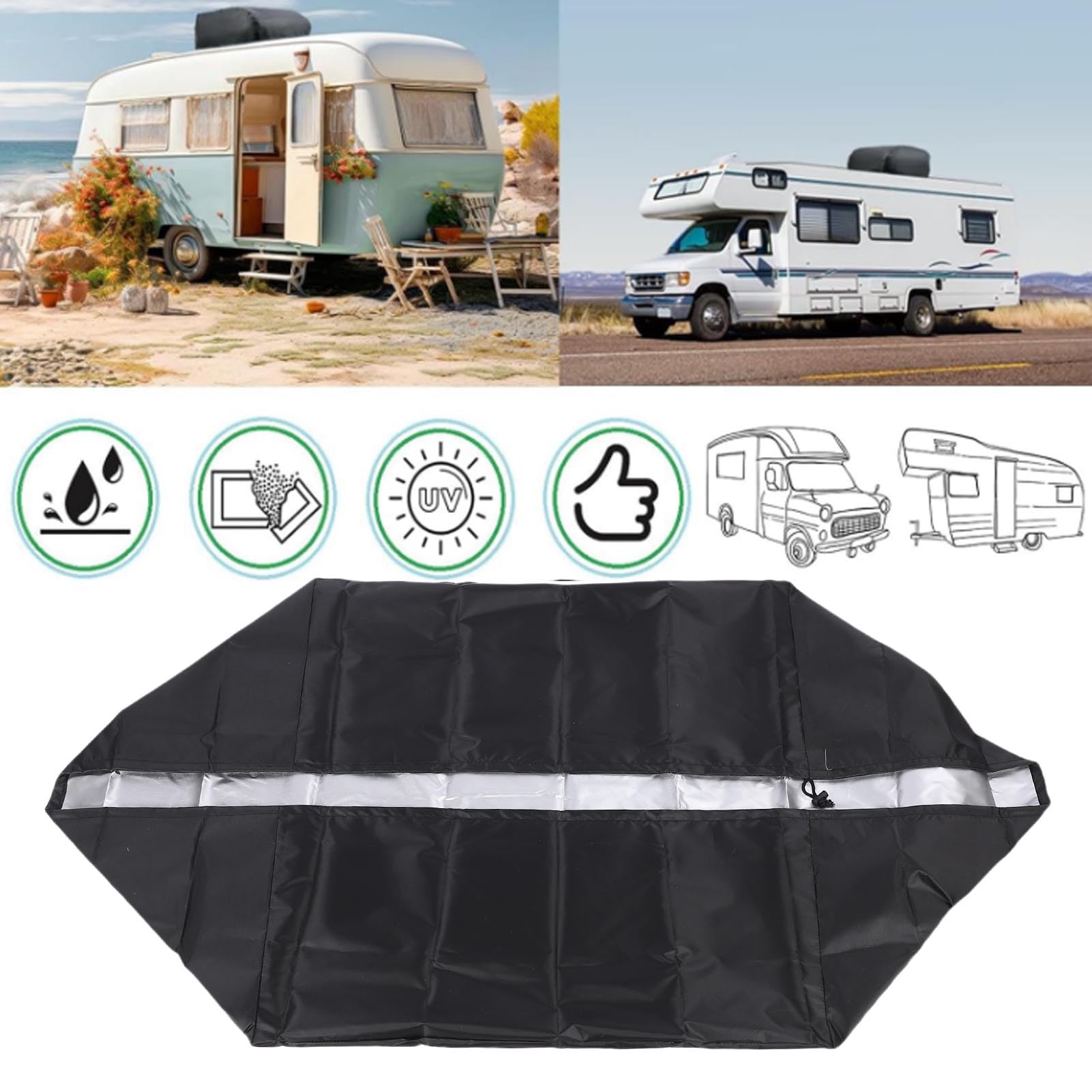 Cubierta de Aire Acondicionado para RV Impermeable, Protección para Techo de AC de Autocaravana, Funda Anti-UV y Antilluvia para Remolque de Viaje, Lona Exterior para Camping