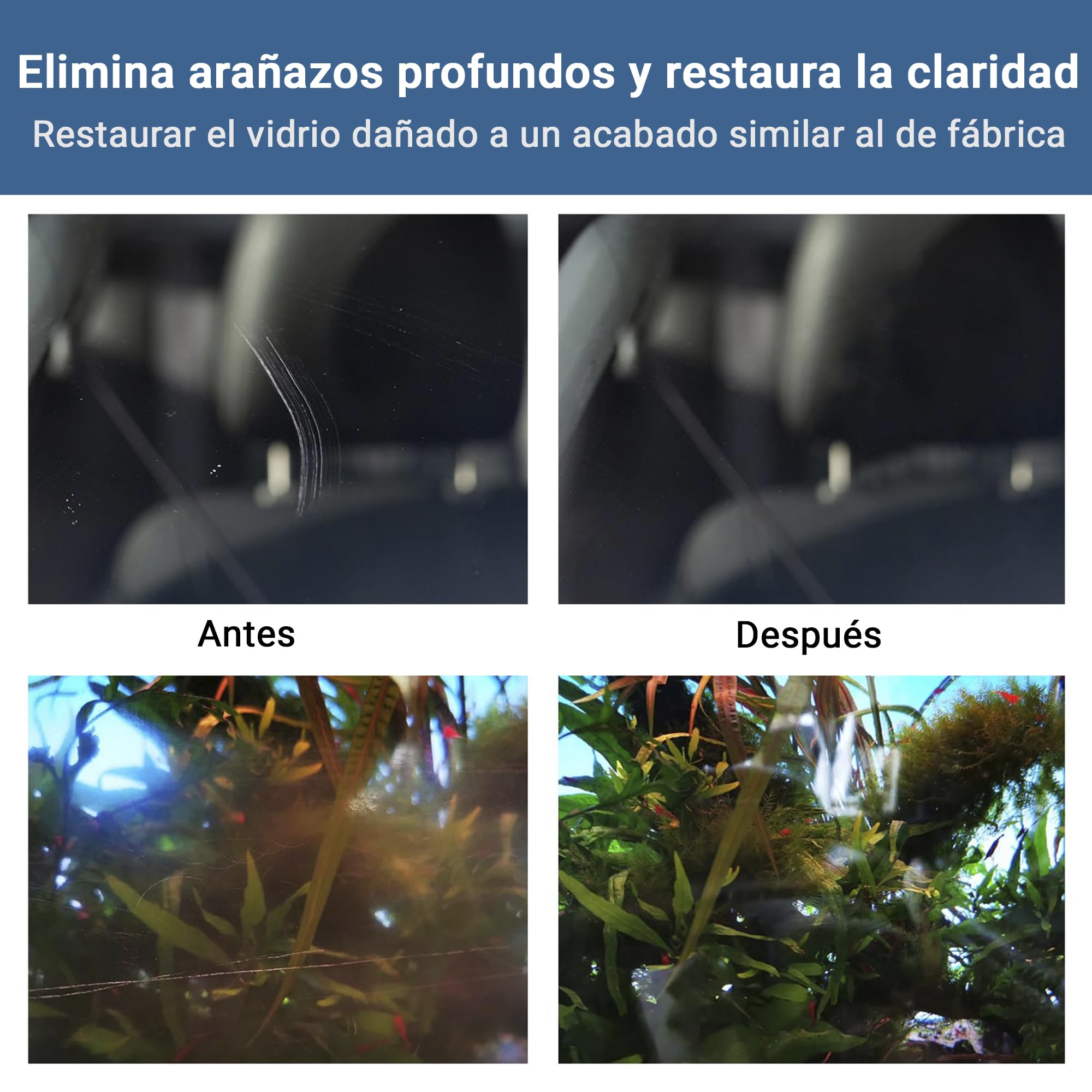 GLASS POLISH DIY Kit de Eliminación de Arañazos en Vidrio 75 mm para Pulido Eficaz con Taladro o Pulidora, Repara Arañazos Profundos, Elimina Daños Superficiales y Restaura la Claridad y el Brillo