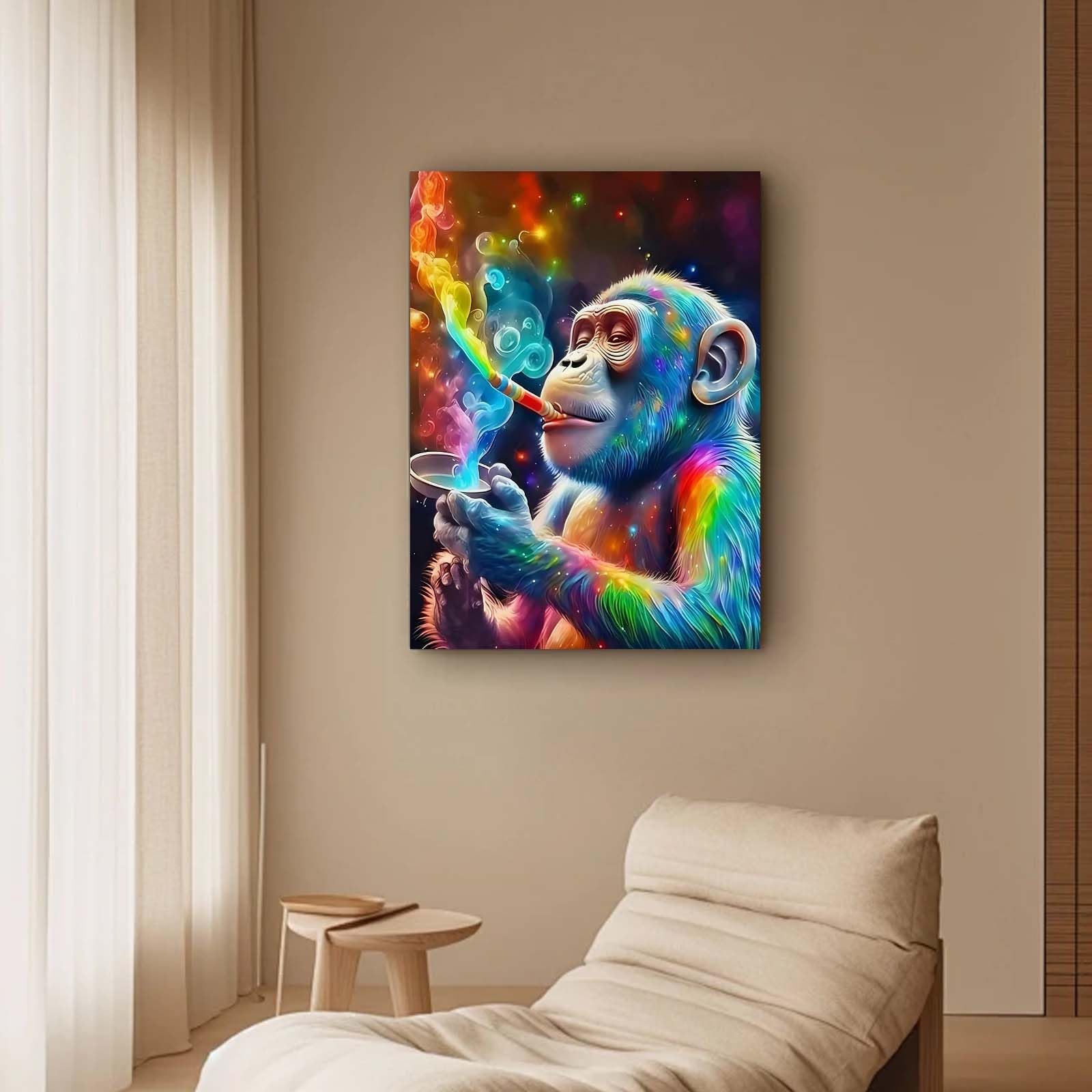 Qiukoo Framed Canvas Wall Art, Colourful Monkey Artwork, Waterproof Modern Print with Hook - Image 3