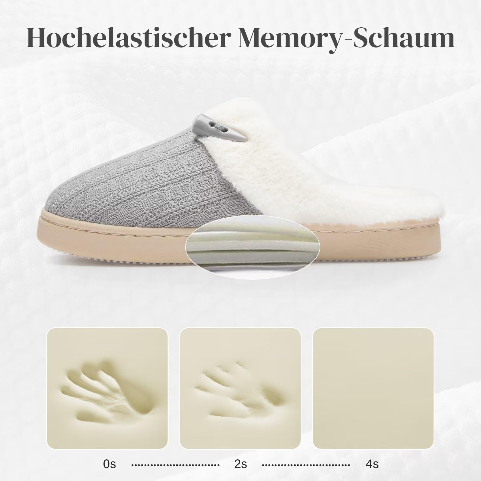 NineCiFun Pantofole da donna Comfort Memory Foam Pantofole morbide e pelose Scarpe da letto calde Pantofole antiscivolo
