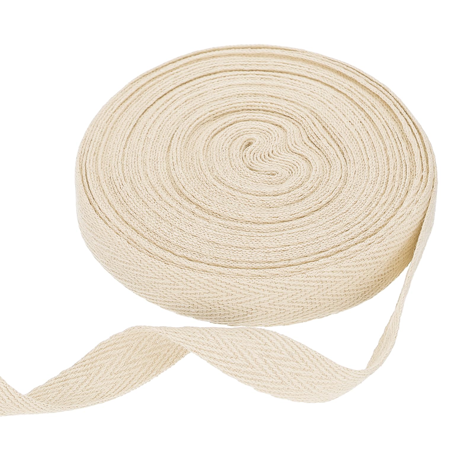sourcing map Cotton Twill Tape Ribbon 15mm x 10 Meters Herringbone Webbing Tape Roll Bias Binding Tape for DIY Crafts Sewing Gift Wrapping, Beige