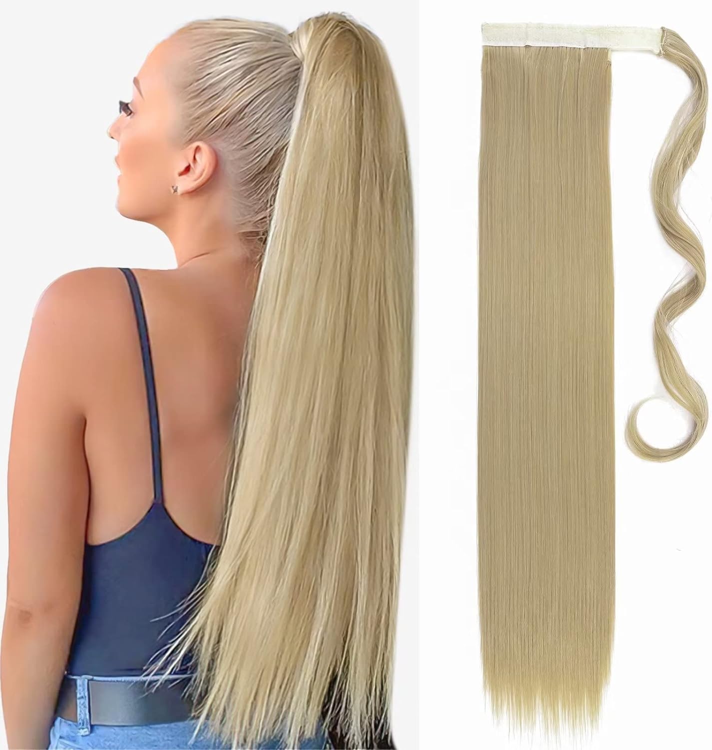 TESS Ponytail Extension 28 Inch,Hair Extensions Clip in Long Straight Synthetic Wrap Pony Tails Hair Pieces for Women(#24)