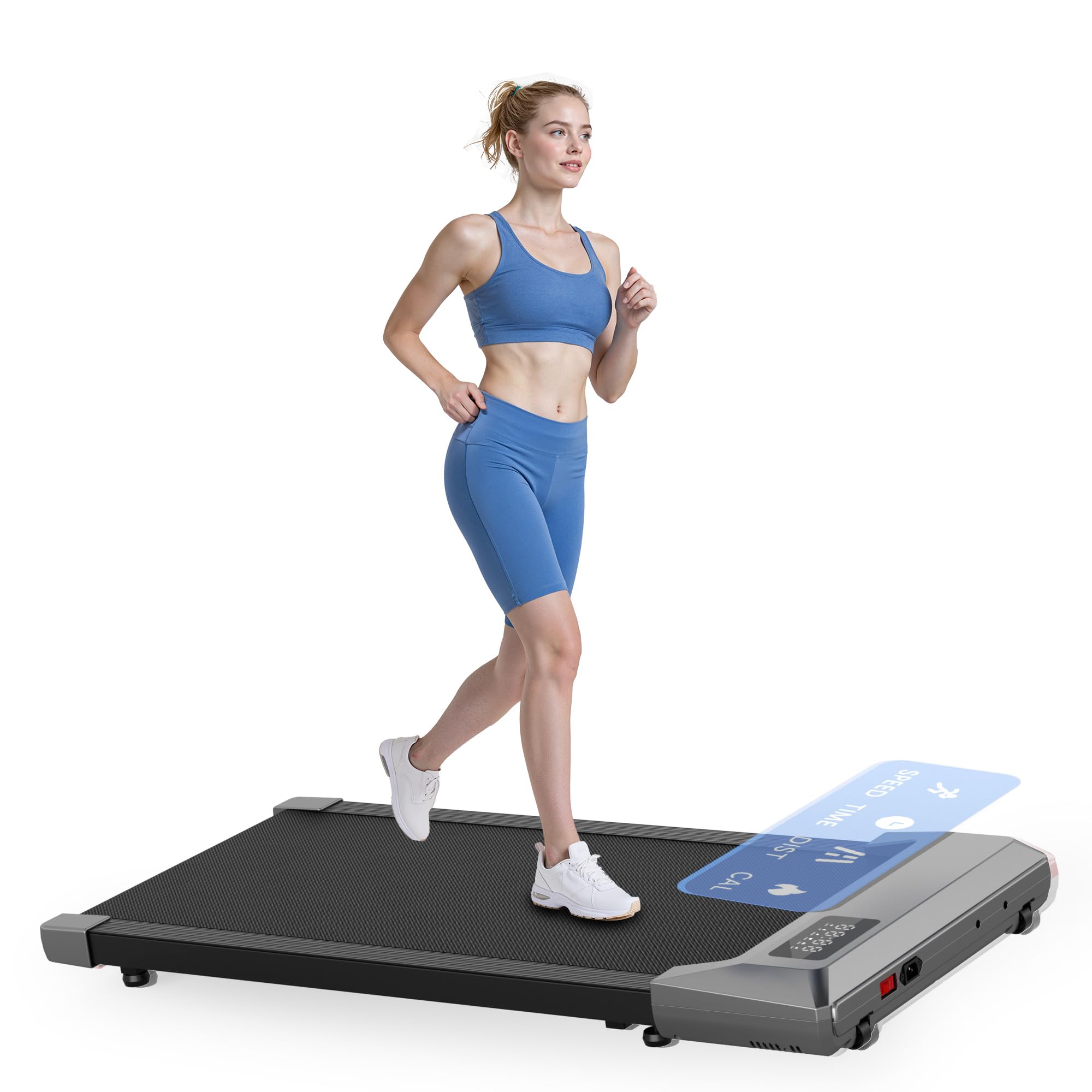 DeerRun Walking Pad Raceable, Max 300LBS Walking Treadmill for Home Suitable for High-tech Wearables, Under Desk Treadmill with Multi-Runner Races,APP Control for Home&Office