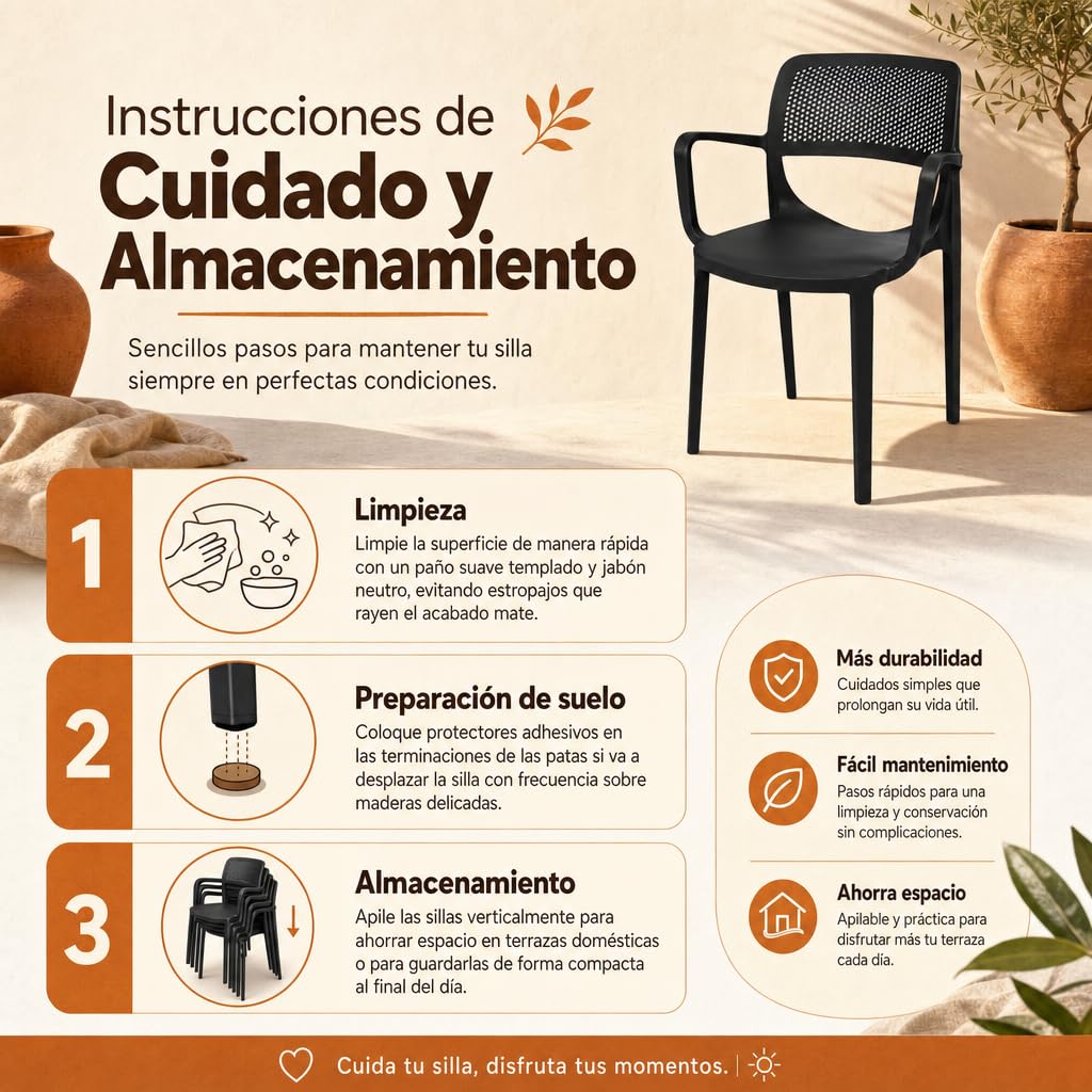 Pack 2 Unidades — Silla de plástico con reposabrazos y Respaldo Perforado para terraza o Interior Antracita