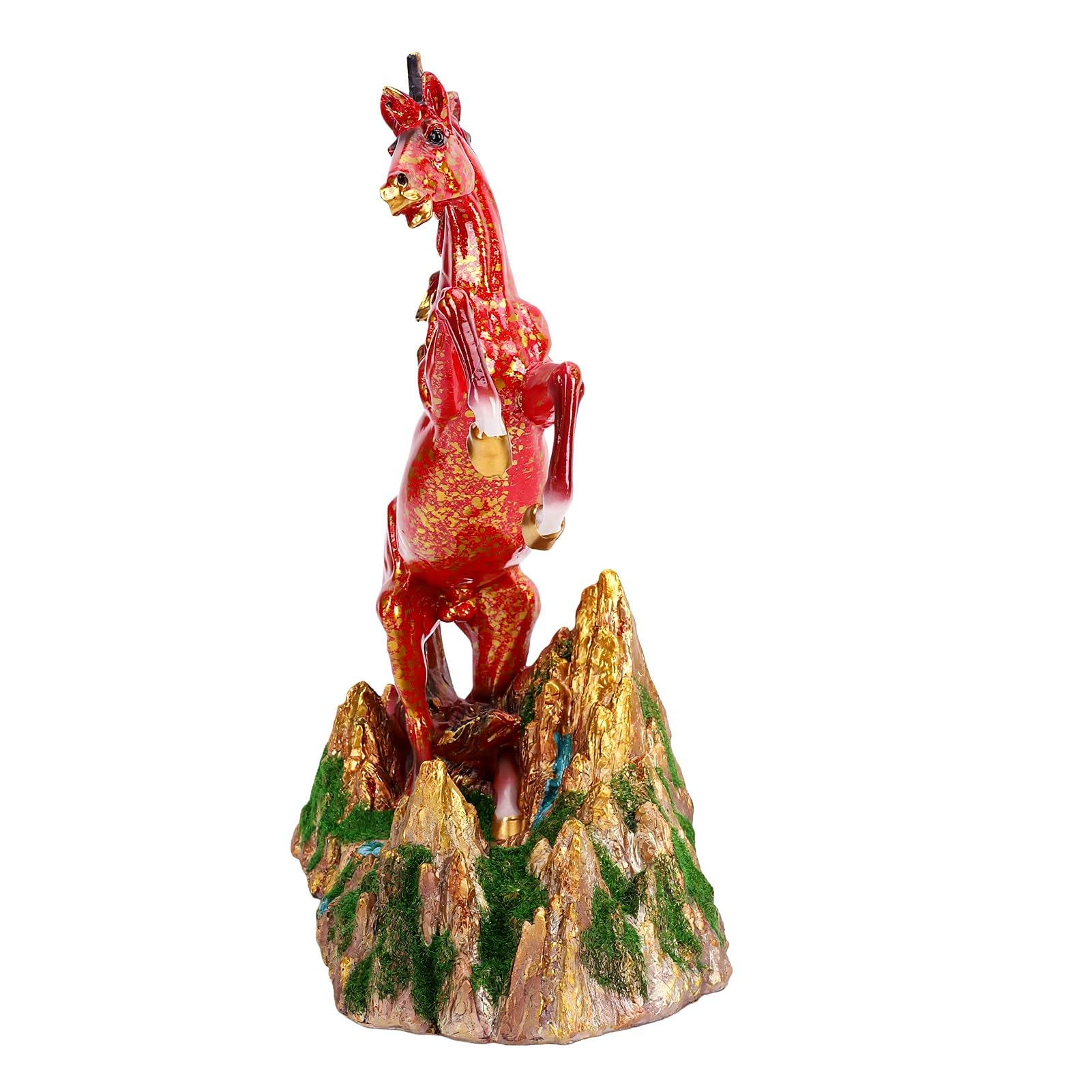 Eujgoov Resina Cavallo in Piedi Statua, 54.5oz (Rosso oro)