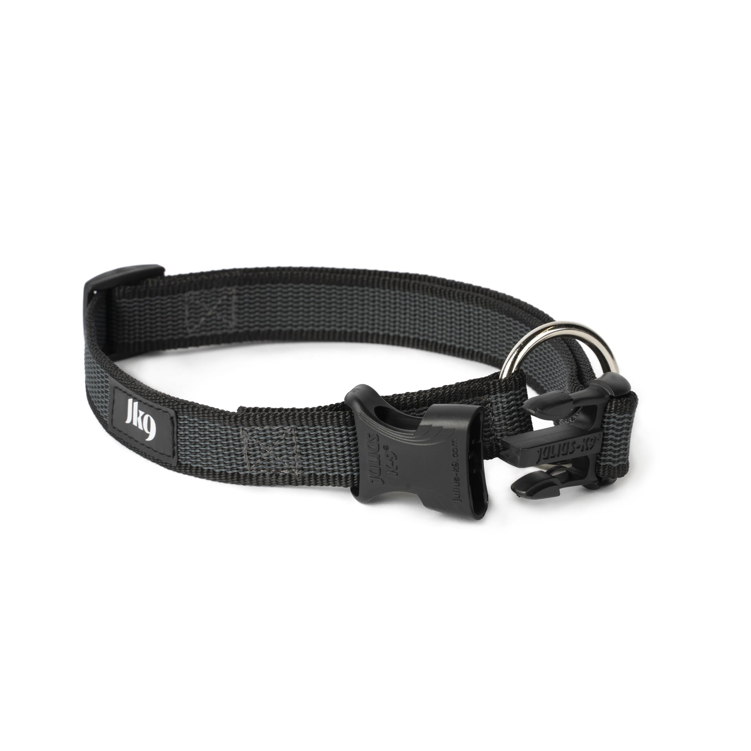 Julius-K9 Collare Color & Gray, 25 mm (39-65 cm), Nero-Grigio