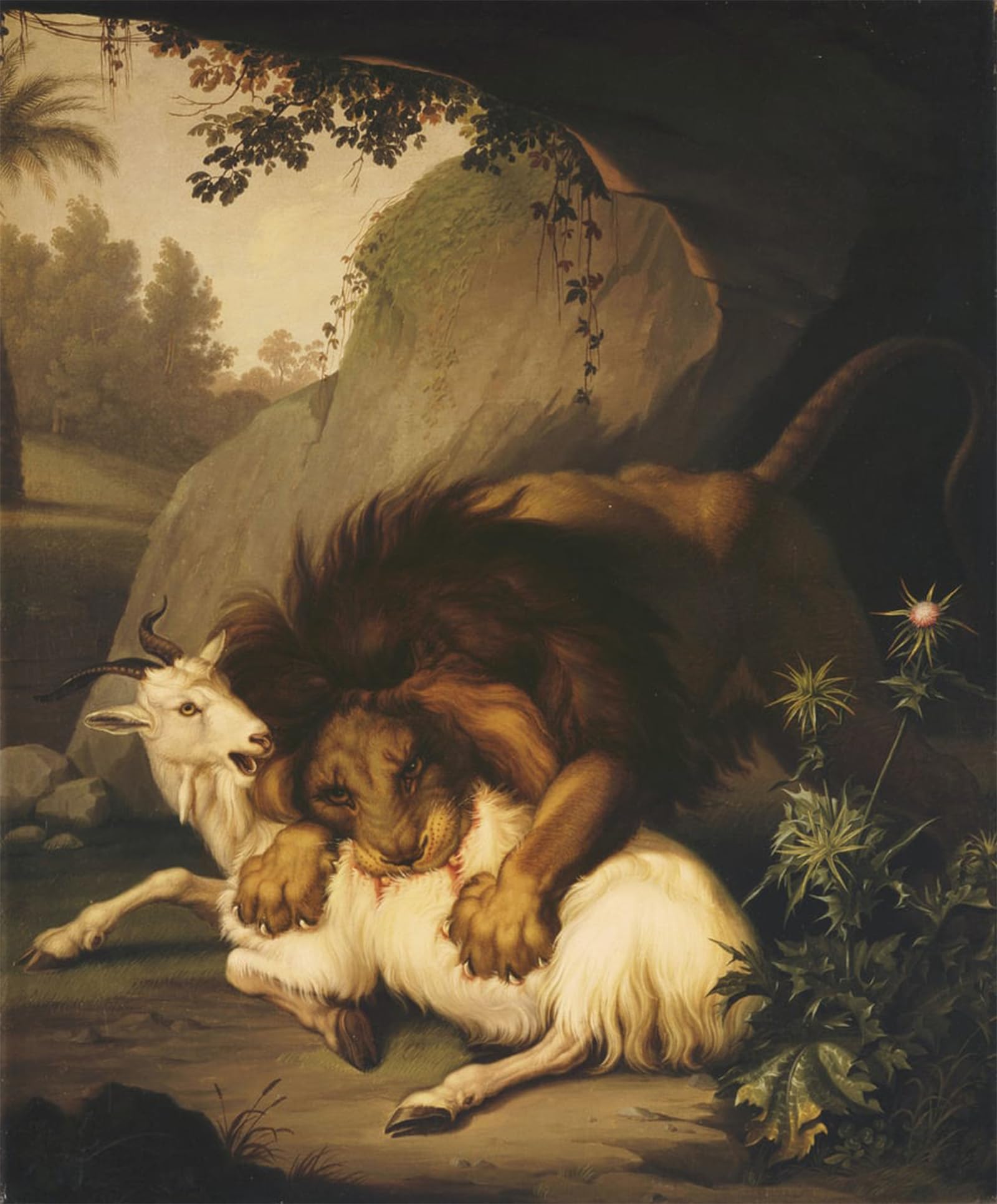 ARTXLXXBN Famous Painting Art Wall Decor Abstract Art Picture a Animal Attacking a Goat by Johan Wenzel Peter Animal Pictures for Home Decor 60x90cm