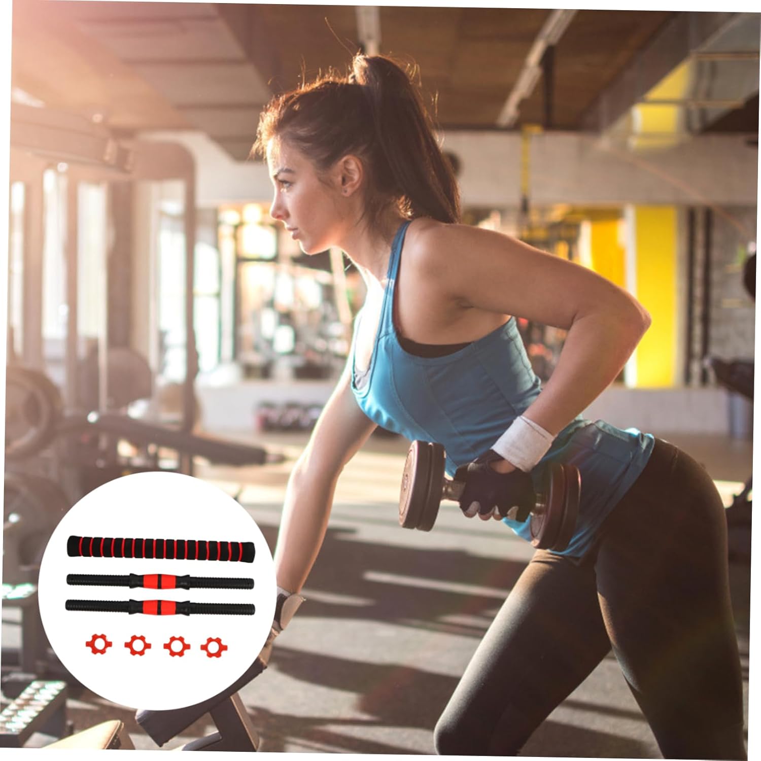 1Set Dumbbell Bar Accessories Non Slip Fitness Grip Rod for Home Weightlifting Durable with Ultra Precision Thread Design for Dumbbell Training