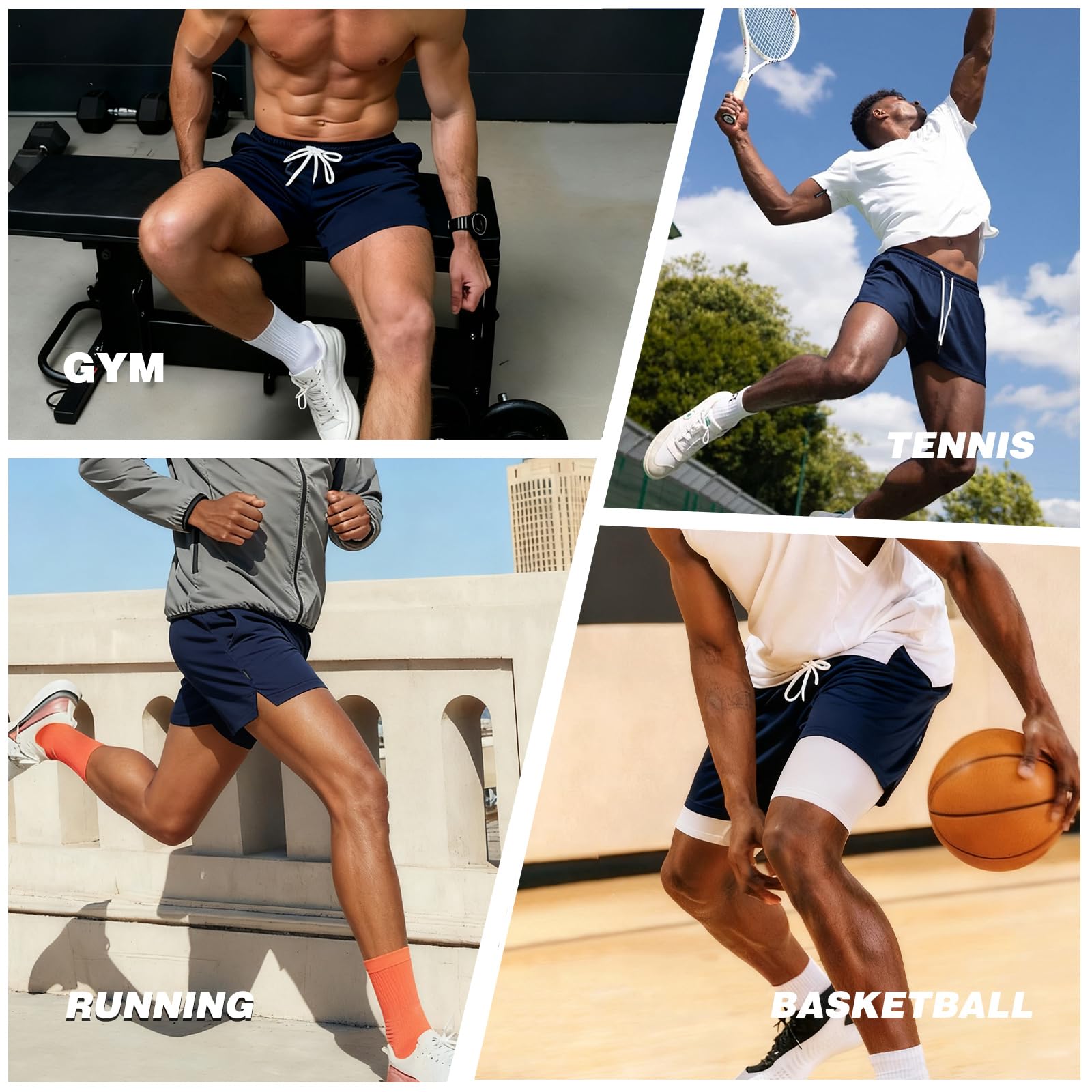 AIMPACT Short Court Homme 3inch Short de Sport Homme Respirant avec Poches de Jogging Fitness Training Tennis