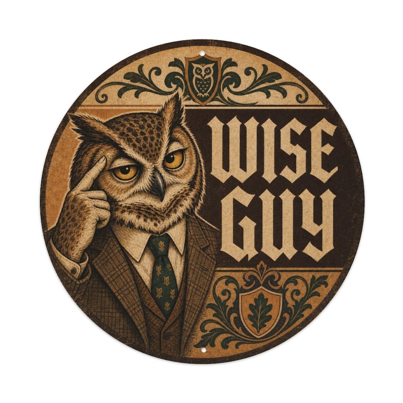 Classic Owl Night Bird Wise Humor Vintage Weathered Metal Tin Sign