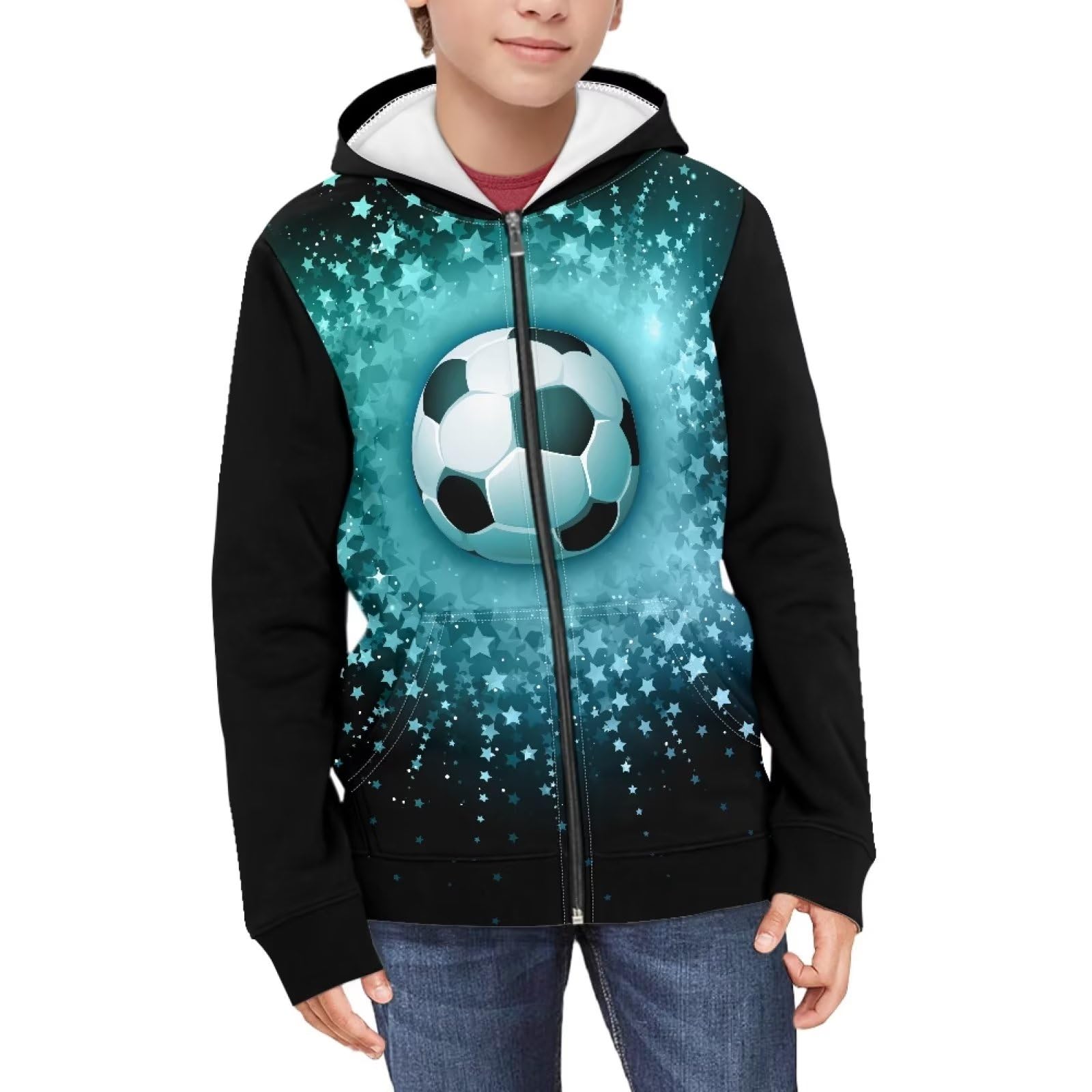 Coloranimal Unisex Girls Boys Long Sleeve Casual Hoodies &amp; Sweatshirts Tops Kids Zip Up Jacket Coat Age 6-16 Year