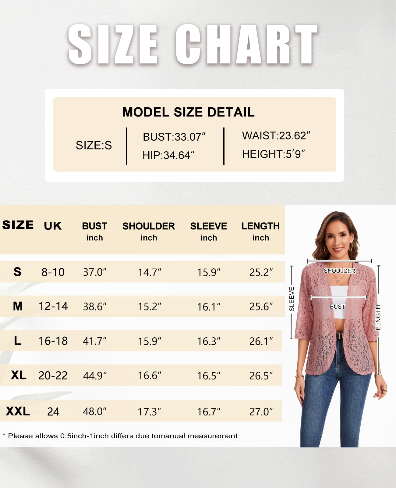 Cardigan da donna in pizzo aperto sul davanti manica a 3/4 coprispalle bolero casual coprispalle stratificazione top dress cover up elegante