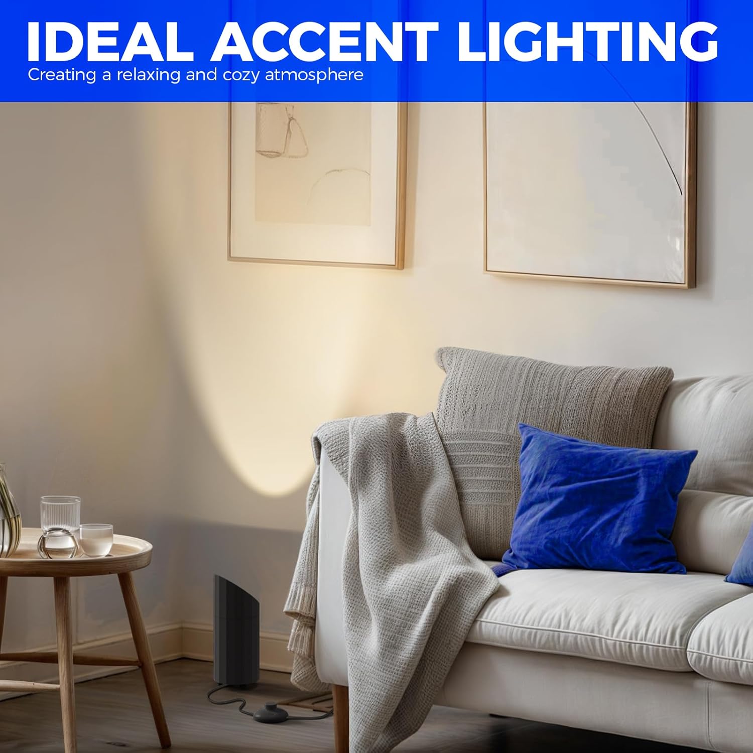 Barrina Uplighting Indoor Spotlight, 2 in 1 Detachable Up Lights Indoor Floor Can Light with 3000K GU10 Bulb, LED Spot Lights for Plant Picture Home, 6.56FT Plug Cord & Foot Switch,2 Packs