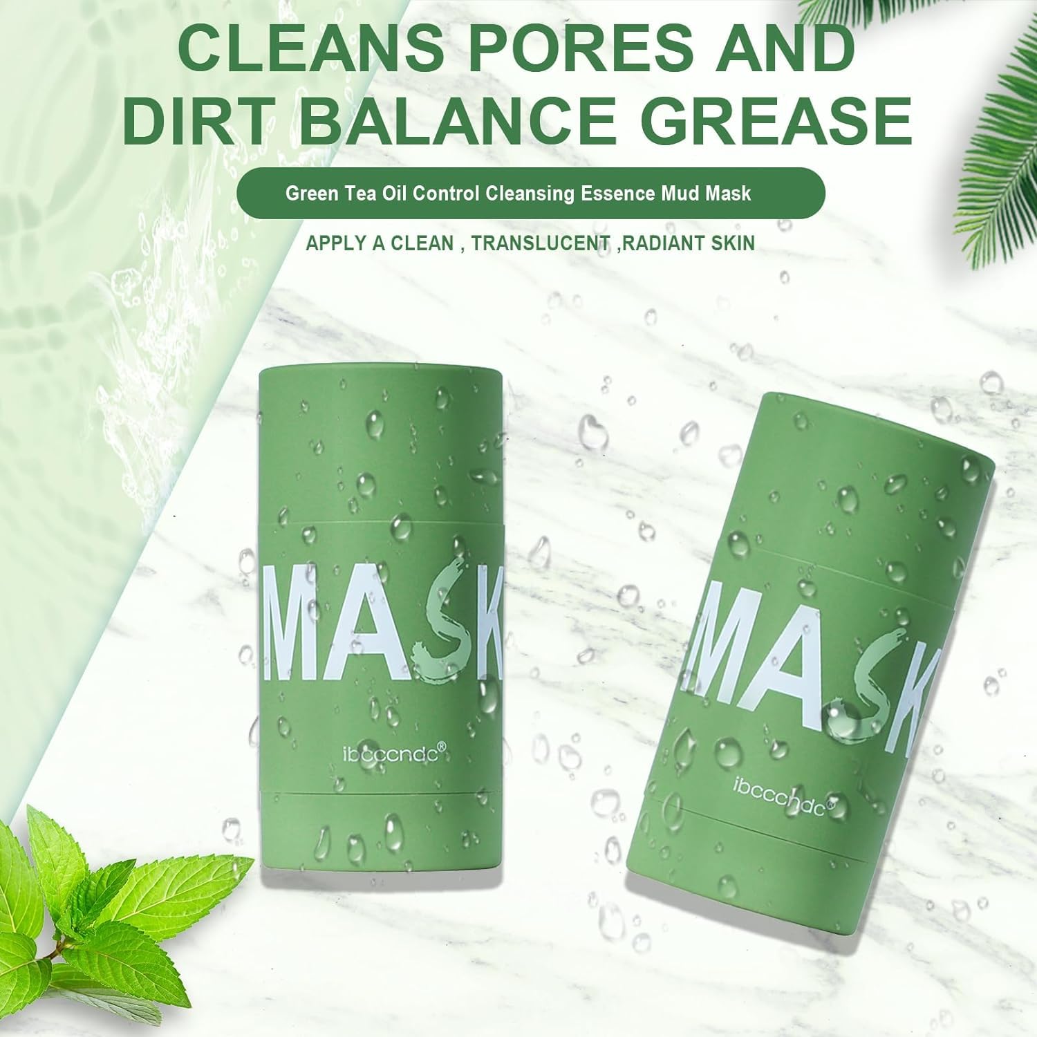 Maschera detergente profonda con tè verde per viso, maschera per la rimozione dei punti neri, maschera per la pulizia profonda senza pori, detergente, idratante, Co