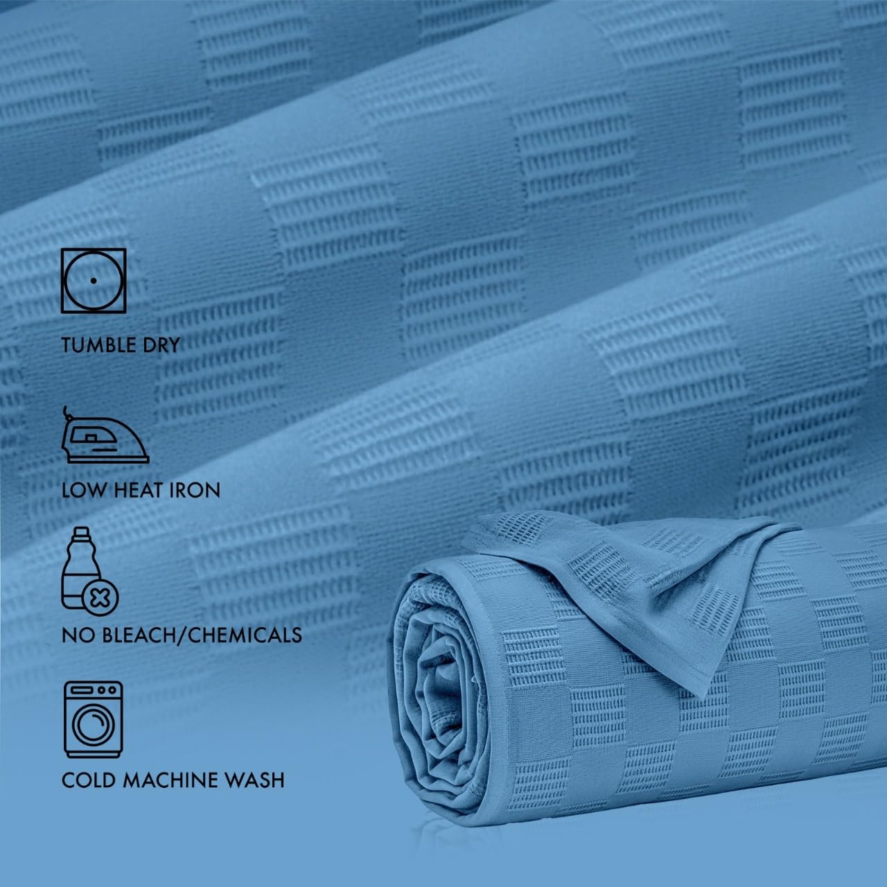 Linteum Textile Supply Thermodecke (Blau, Doppelbett), langlebige und strapazierfähige Decke ohne Haken, aus 100 % Baumwollmaterial für Zuhause, 168 x 228 cm