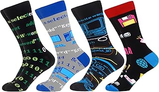 WeciBor Men's Dress Funny Crazy Colorful Novelty Combed Cotton Crew Socks 12 Pack - Size 7-10/10-13/13-15
