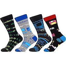 WeciBor Men's Dress Funny Crazy Colorful Novelty Combed Cotton Crew Socks 12 Pack - Size 7-10/10-13/13-15