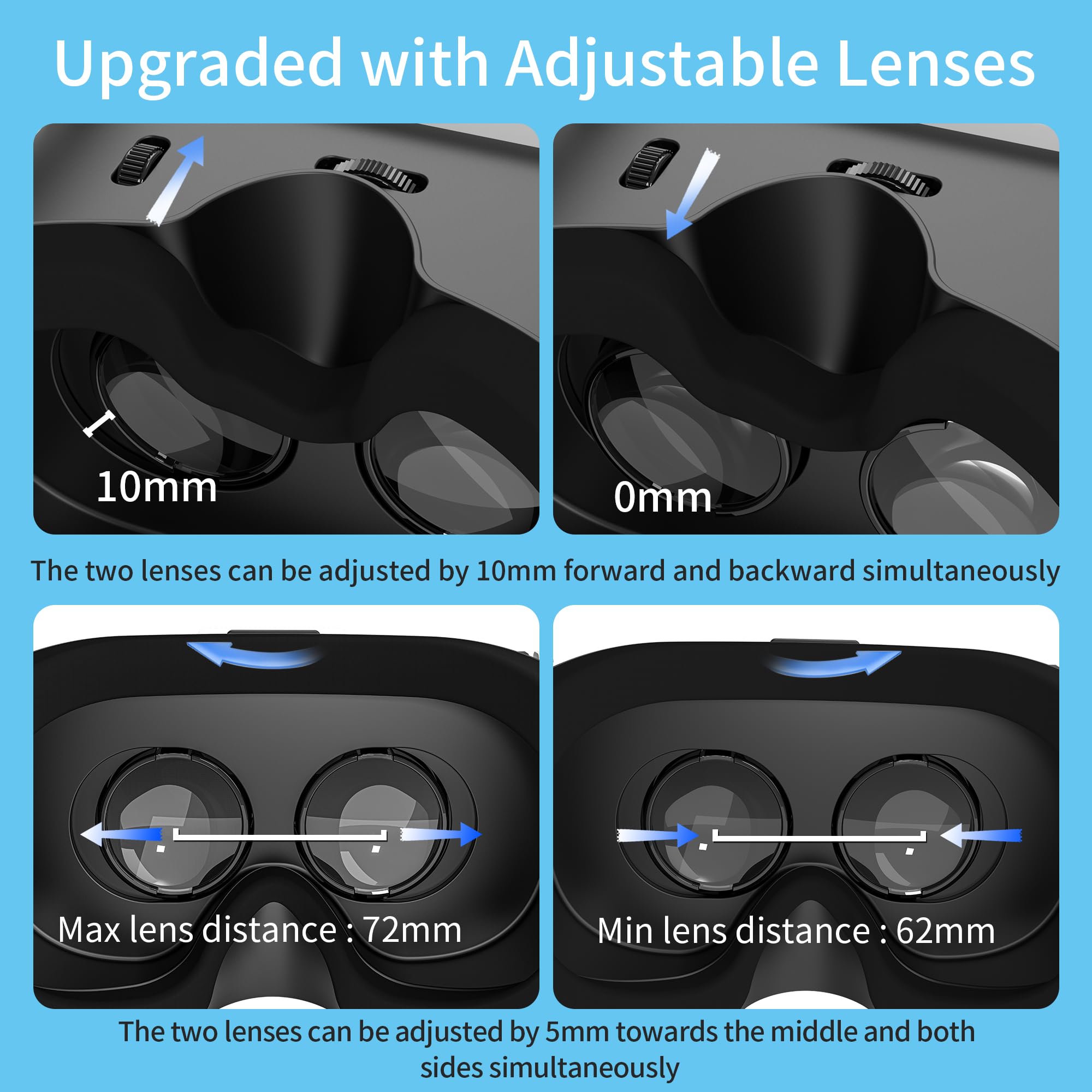 DEVASO Lunettes VR pour Nintendo Switch/Switch OLED avec lentilles HD réglables, 3D VR (réalité virtuelle) Kit d'accessoires de jeu Switch VR Labo Lunettes Lunettes cool pour adolescents garçons