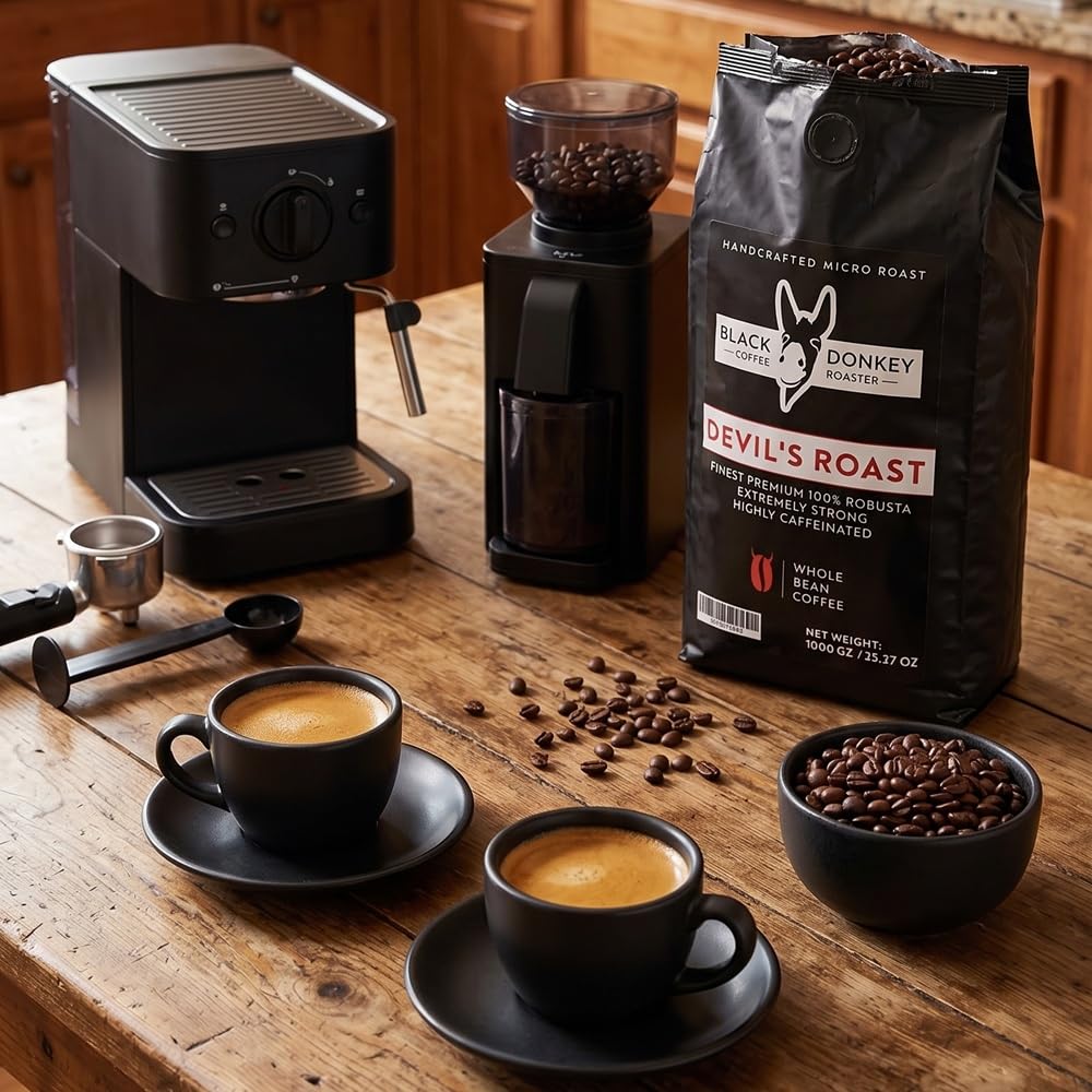 Black Donkey - 1KG Café Natural En Grano (DEVIL'S ROAST) | Extremadamente Fuerte | Altamente Cafeinado