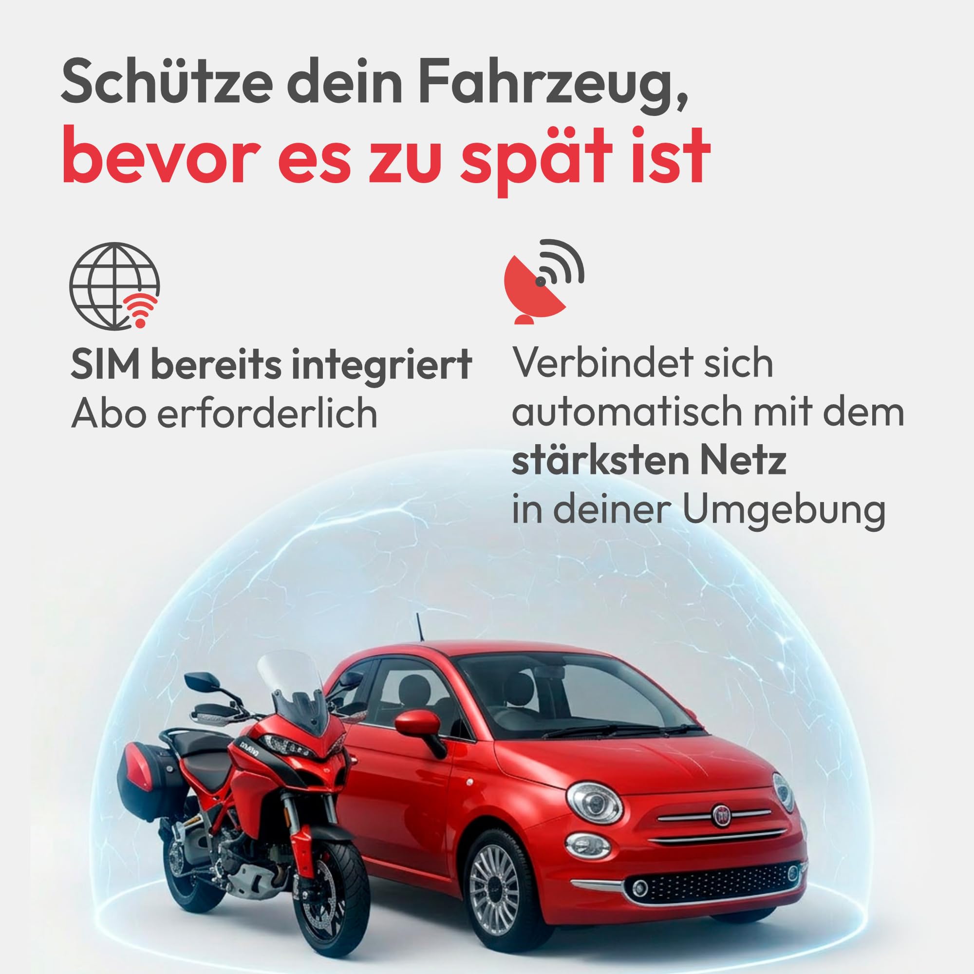 Trackting ONE – Anti-Diebstahl GPS Gerät für Auto & Motorrad | GPS Tracker für Autos, Motorräder, Fahrzeuge | integrierte SIM (4G/2G) – ABO erforderlich | Keine Verkabelung, Lange Batterielaufzeit