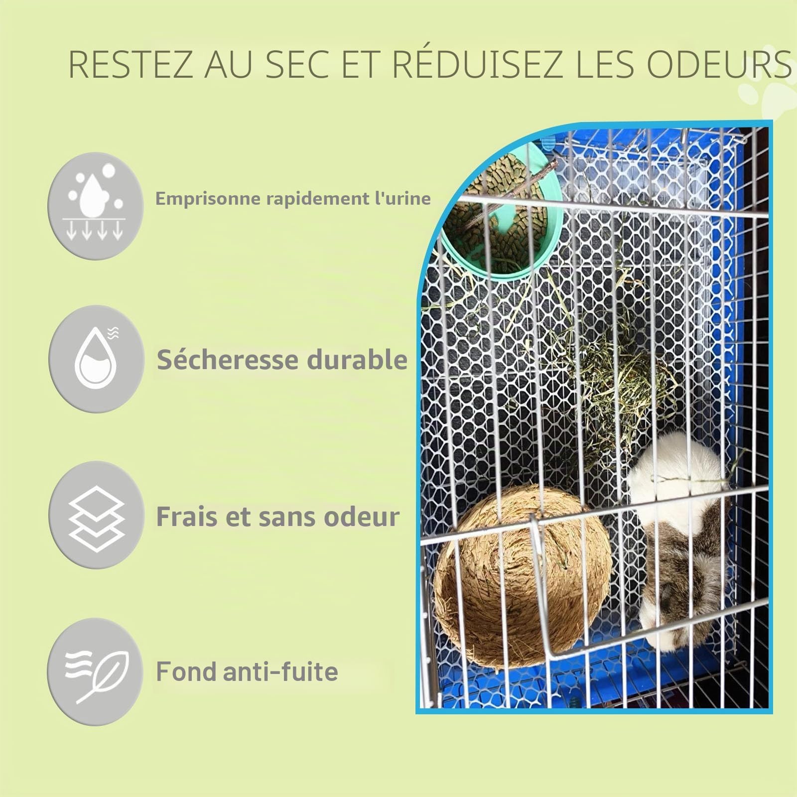Coussinets Jetables pour Lapin, Tapis Hygiénique Absorbant pour Cochon d'Inde, Lot de 50 Tapis Éducateurs avec Surface à Séchage Rapide pour Chiots Chats Chinchillas Hamsters Furets Hérissons