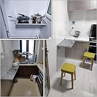 Vista 3 de Aigoss Escritorio plegable de acero inoxidable 304 montado en la pared, mesa de comedor plegable para cuarto de servicio, hogar, bar, cocina