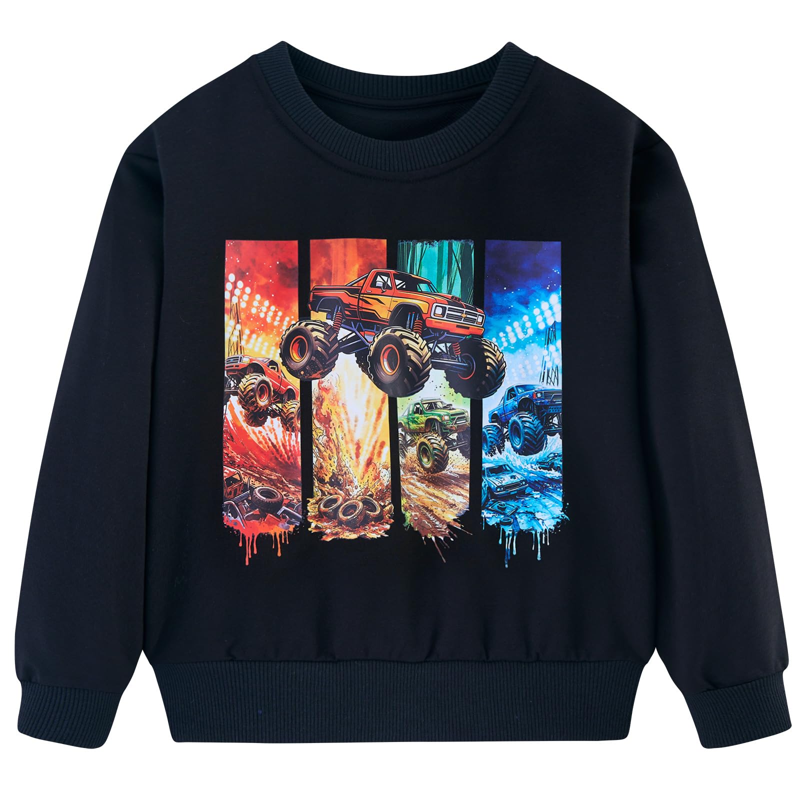 Funnycokid Boys Sweatshirts Toddler Long Sleeve Pullover Crewneck Tops 2-6Y
