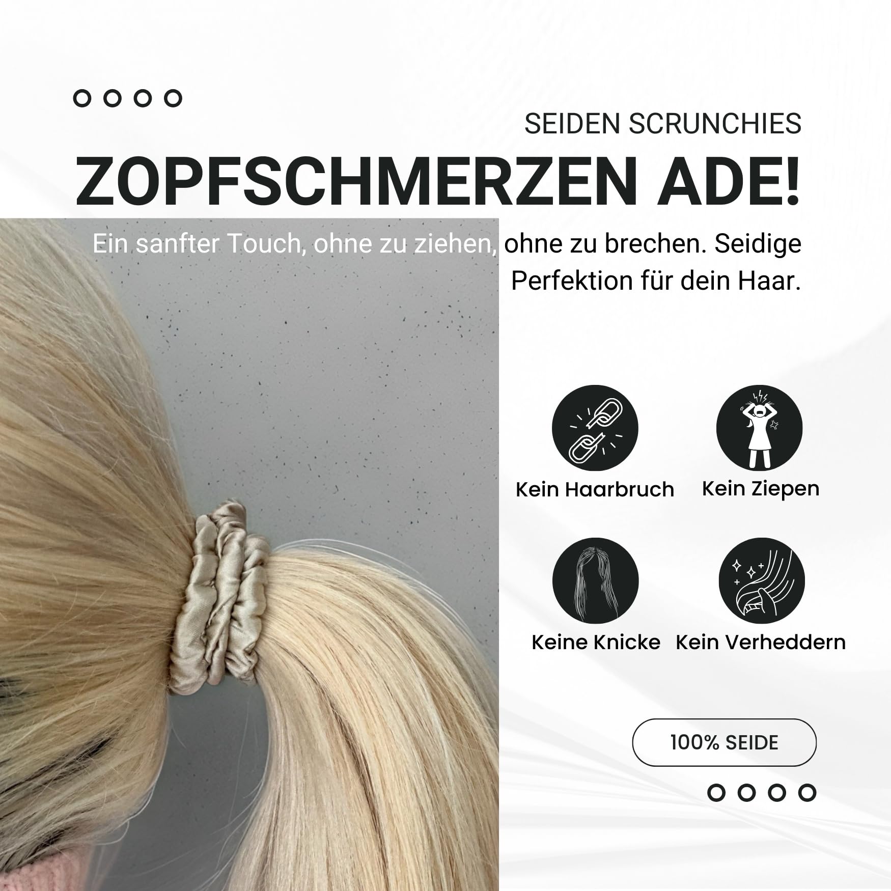 HAARallerliebst Set of 4 100% Thin Silk Scrunchie Hair Bobbles with Cardboard Box - Image 2