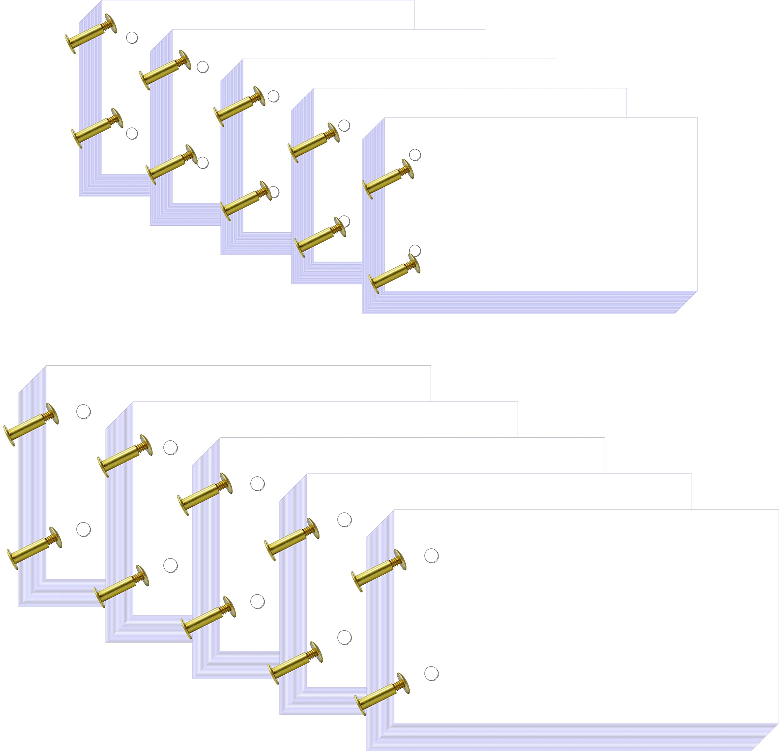 IMPRINT 10 Flip Books in 2 Sizes, 5 Small Size (2.5 Inch x 4.5 Inch) and 5 Big Size (3 Inch x 5 Inch) with 20 Brass Screws for Binding Purpose