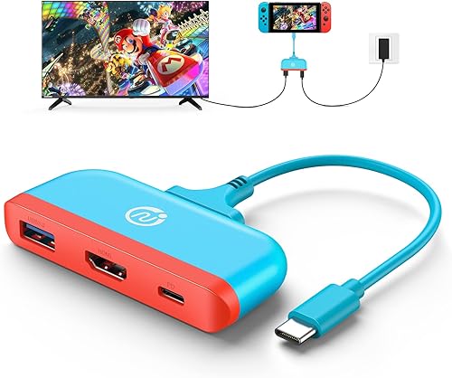 NEWDERY Switch Dock para TV, adaptador de concentrador HDMI tipo C a 4K, base de carga PD de viaje portátil para Nintendo Switch OLEDSteam