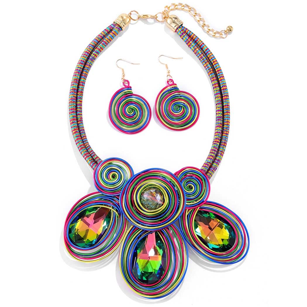 Barode African Bib Choker Necklaces Colorful Statement Necklace Collar Chunky Choker Crystals Tribal Necklace Jewelry for Women and Girls